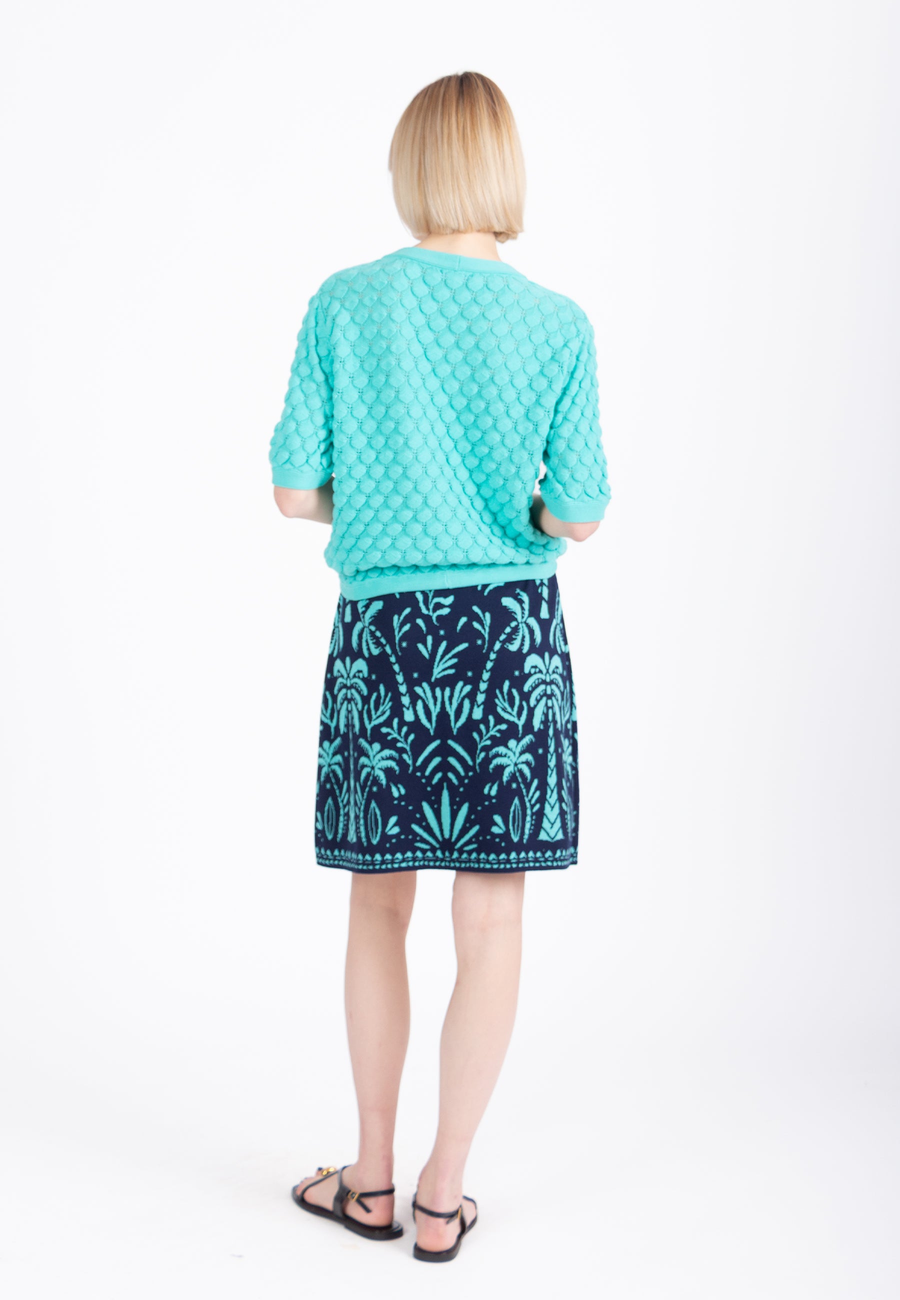 Jacquard Wrap Skirt, Urban Botanic Pattern