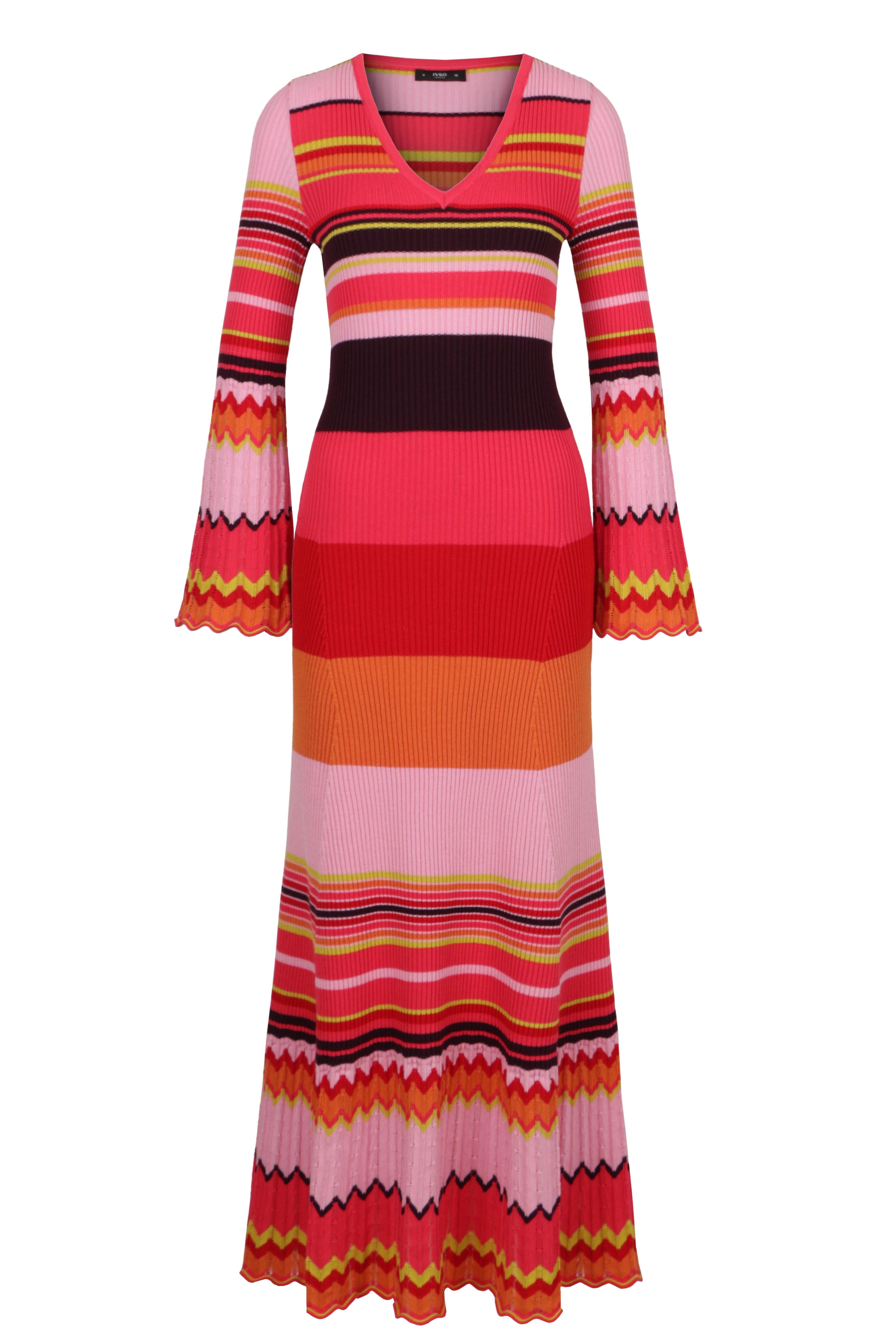 Long Ribbed Dress, Stripe Pattern