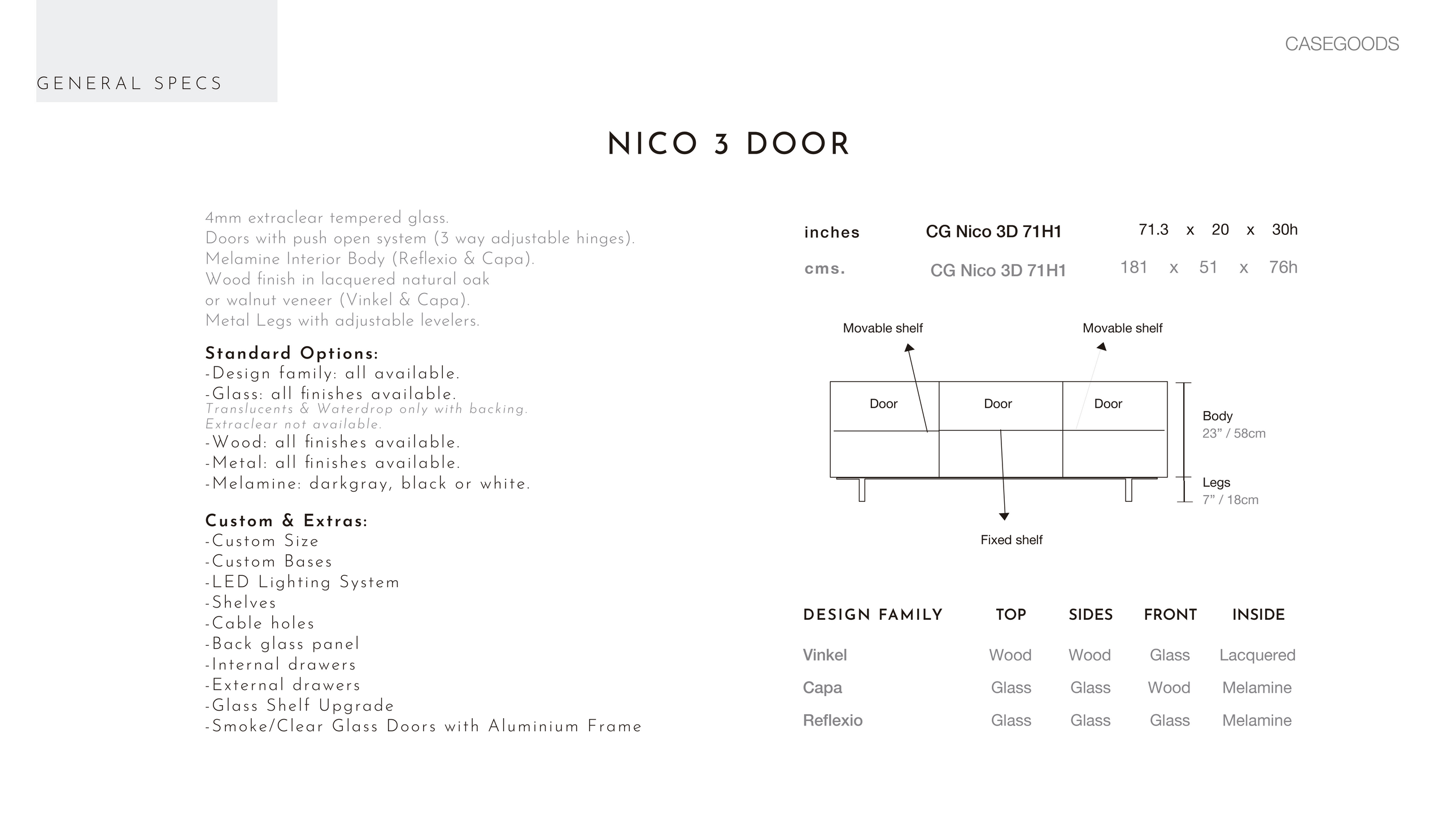 Case good spec sheet.