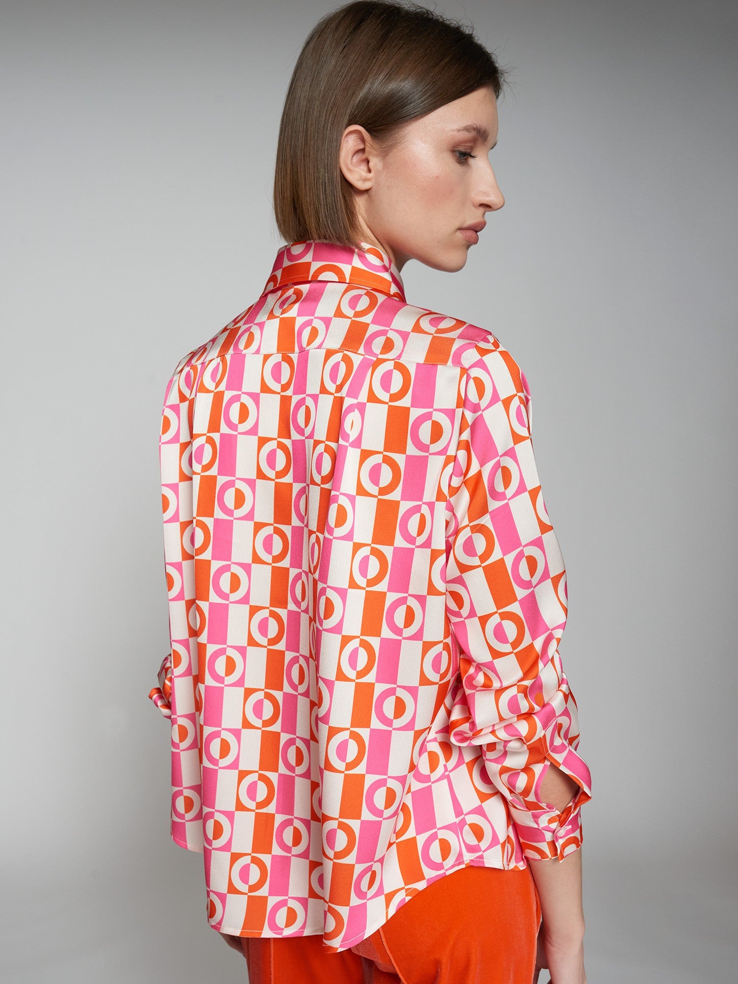 Pink & Orange Geometric Print Shirt