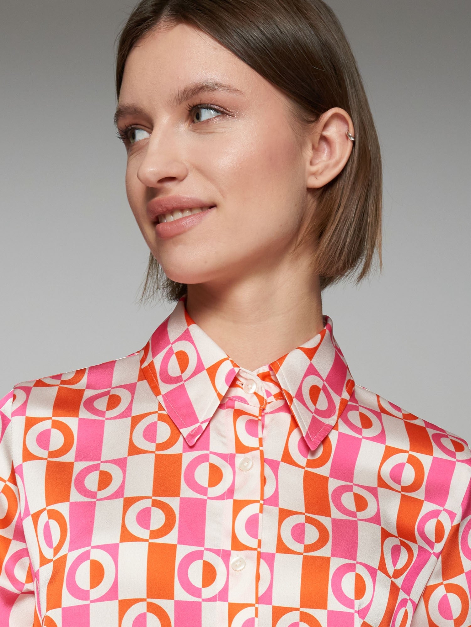 Pink & Orange Geometric Print Shirt