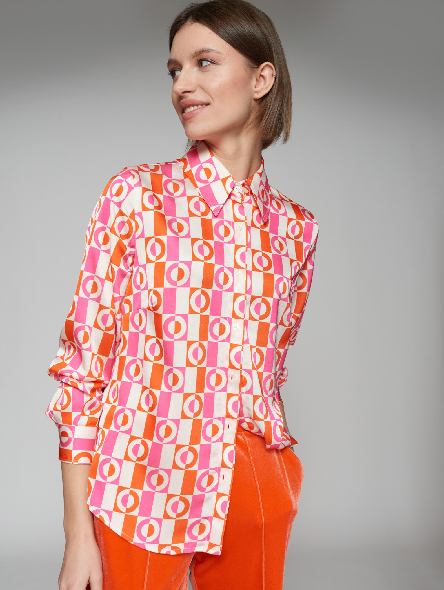 Pink & Orange Geometric Print Shirt