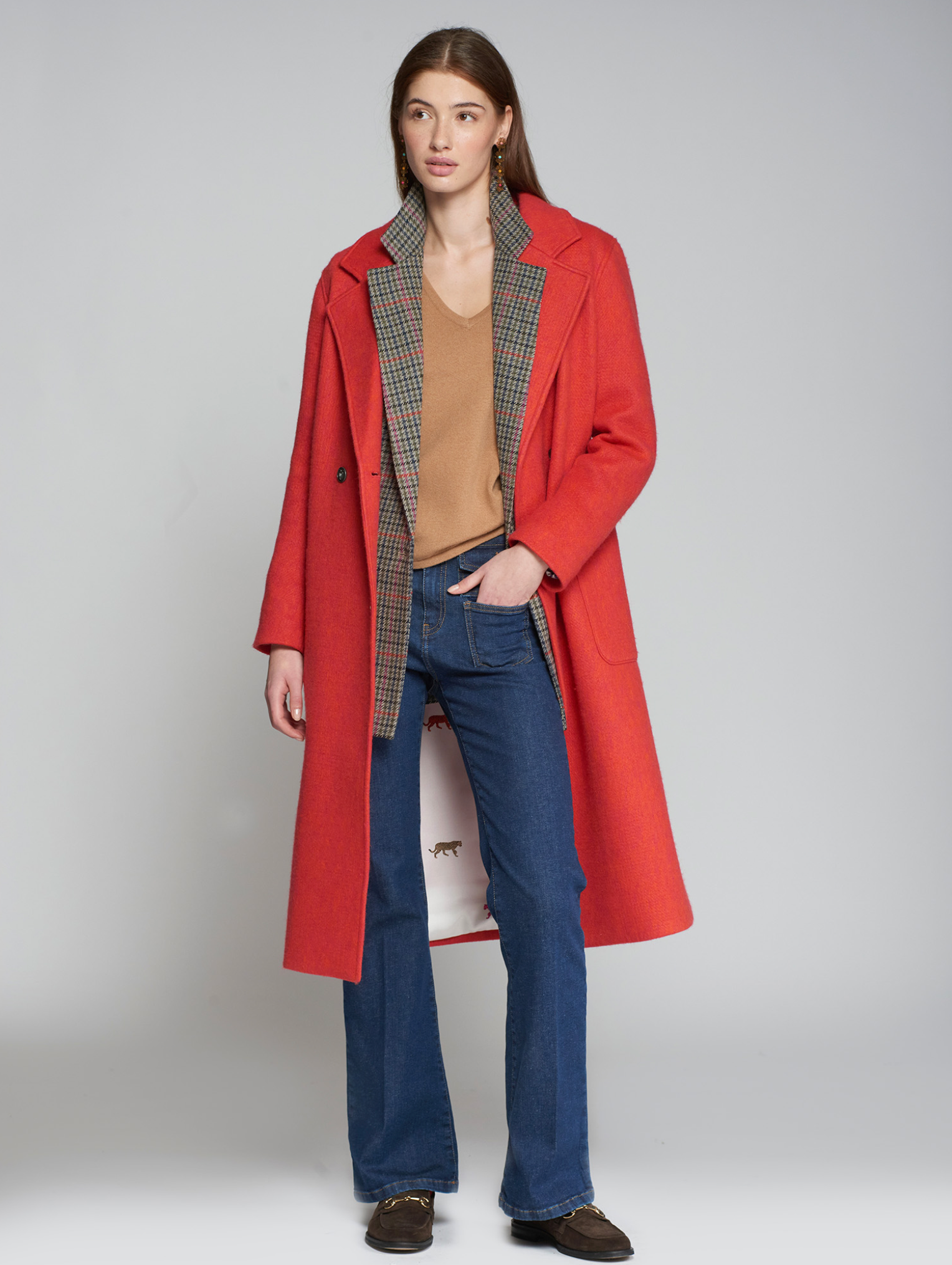 Rojo Naranja Trench Coat