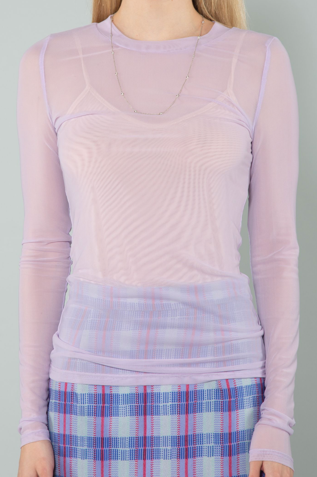 Long Sleeve Lilac Mesh Tee