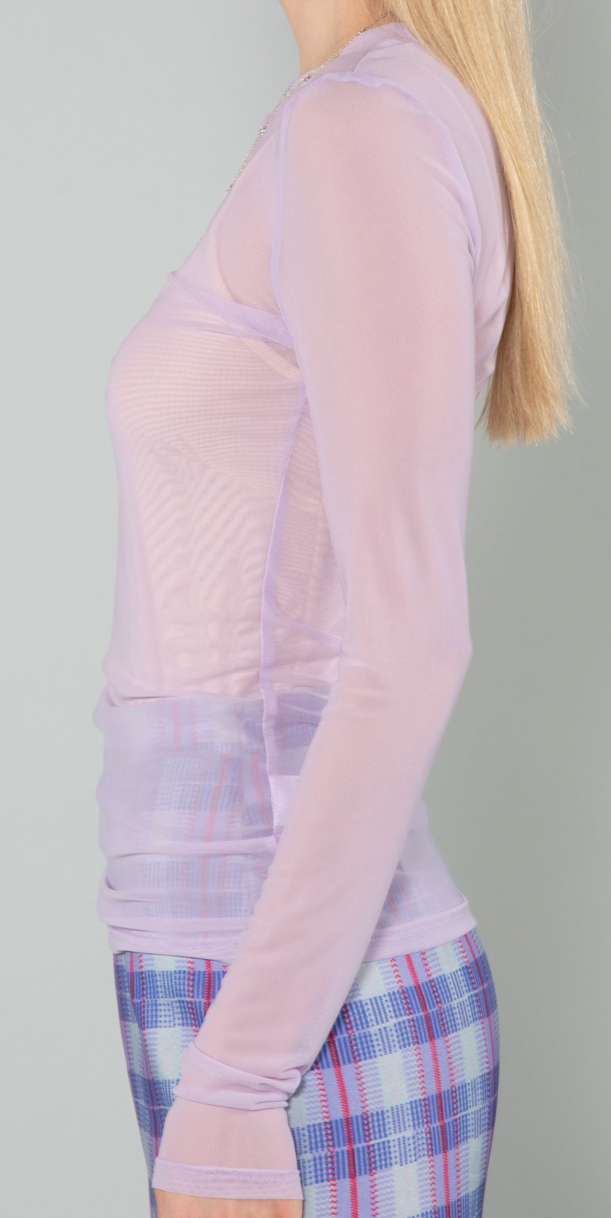 Long Sleeve Lilac Mesh Tee