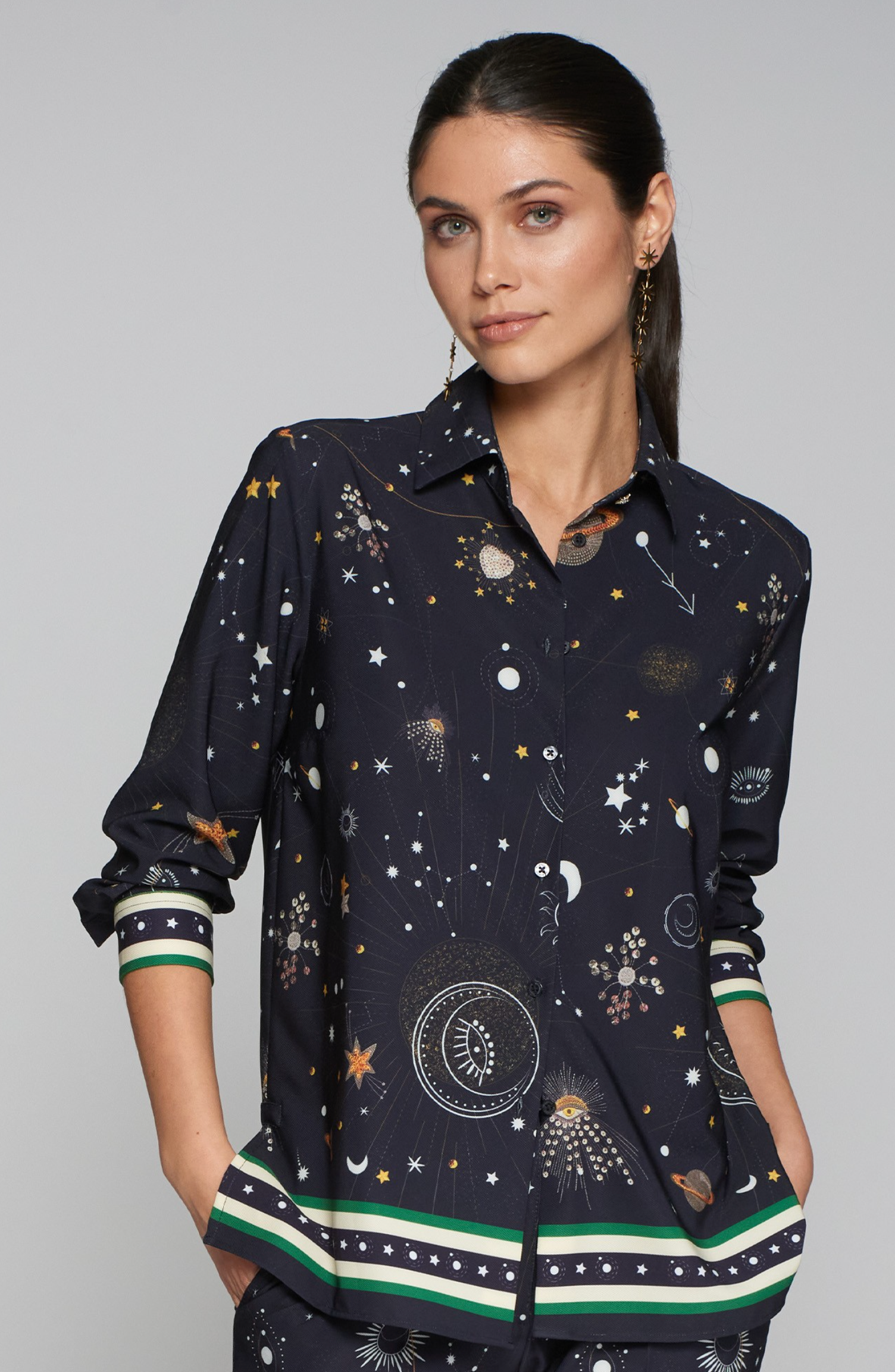 Cosmic Print Stretch Shirt