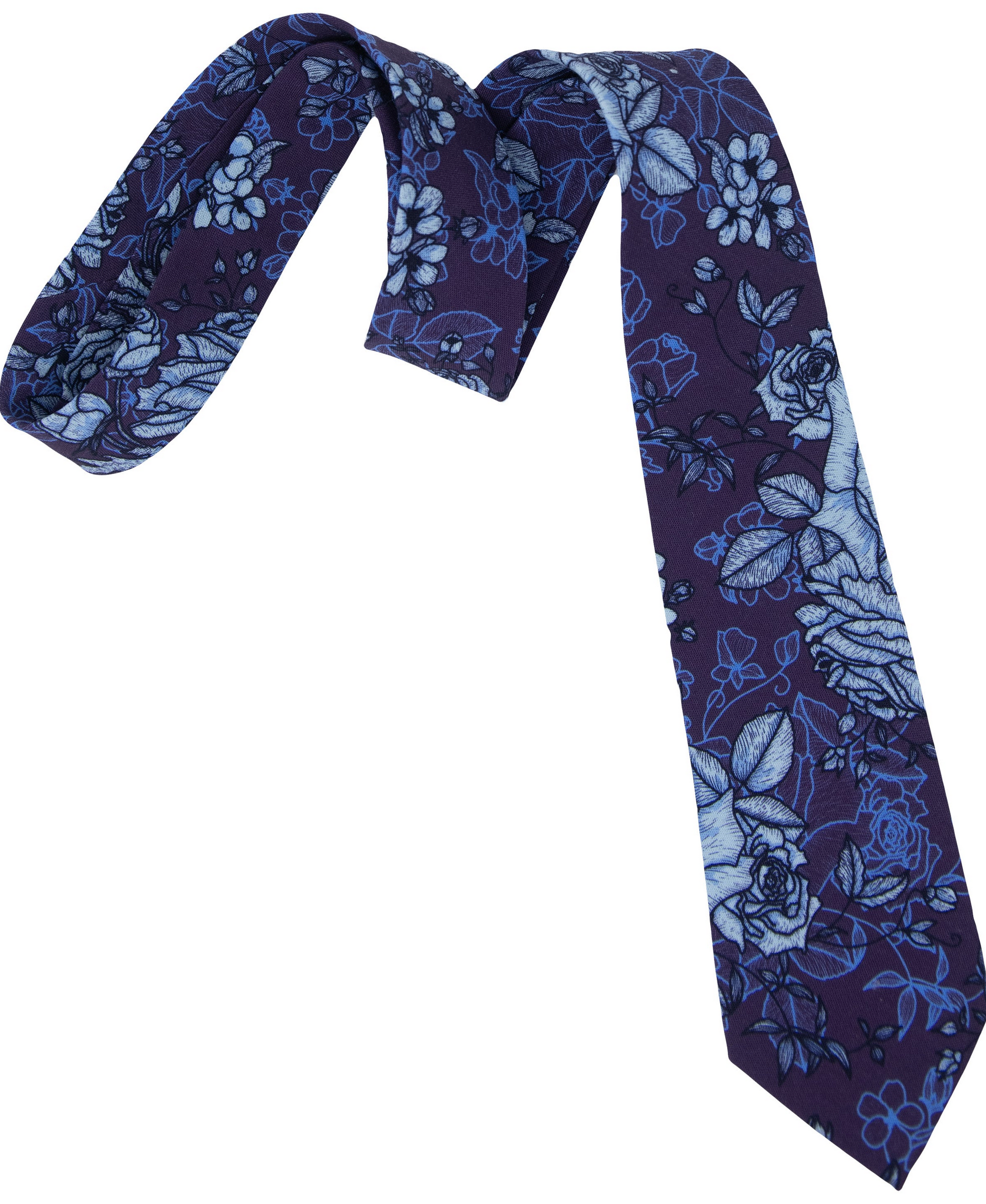 TADDEO ROMA FLORAL MERINO TIE - PLUM