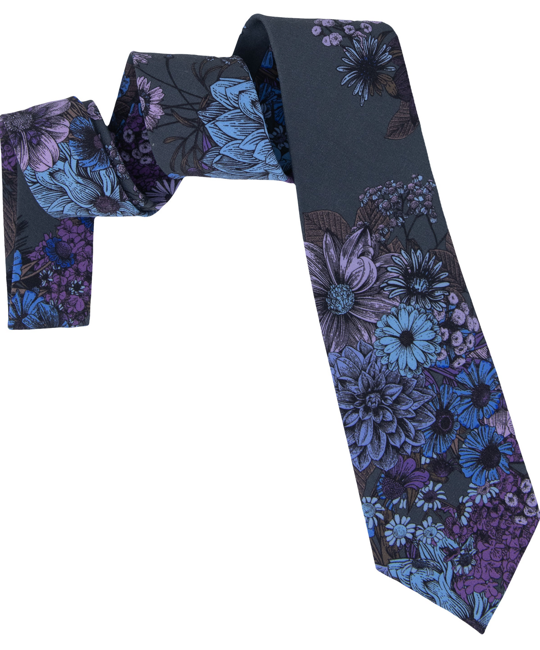 TADDEO MARCO FLORAL MERINO TIE - CHARCOAL