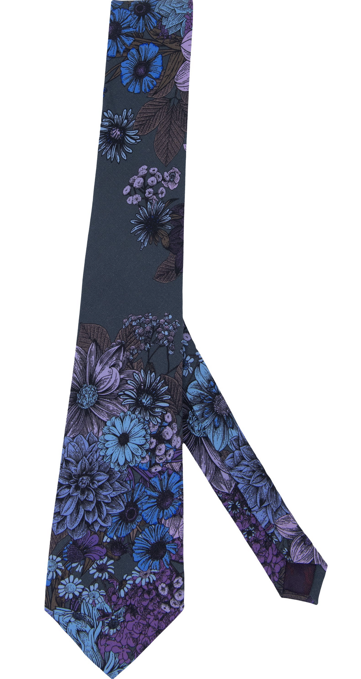 TADDEO MARCO FLORAL MERINO TIE - CHARCOAL