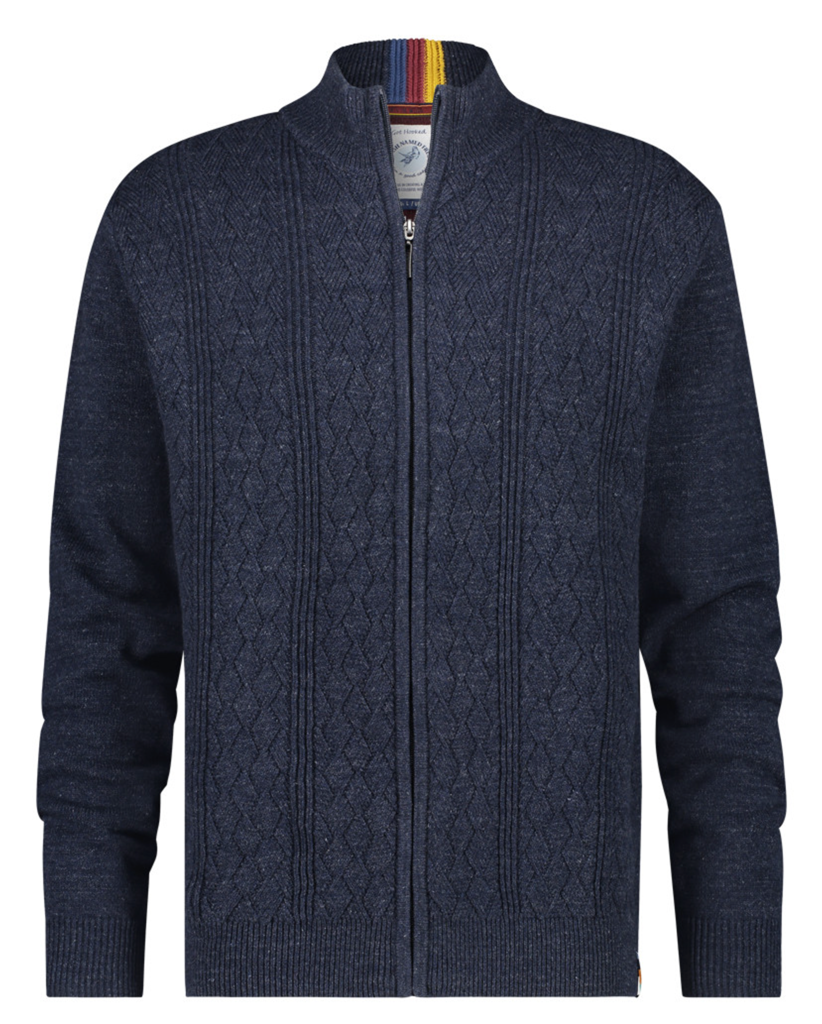 Structured Cable Knit Navy Zip-Up