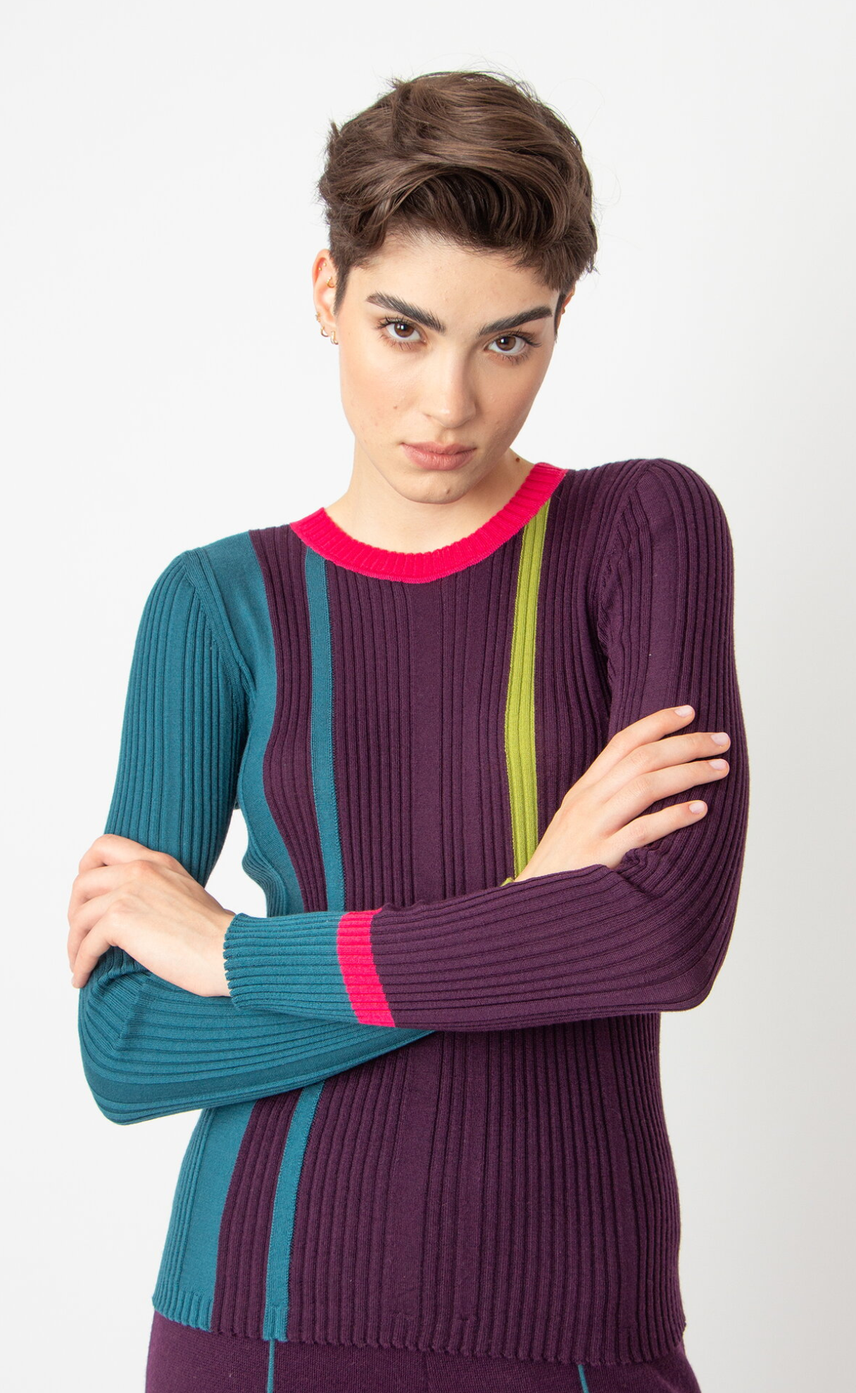 242730 · Ribbed Pullover, Contrasting Stripe