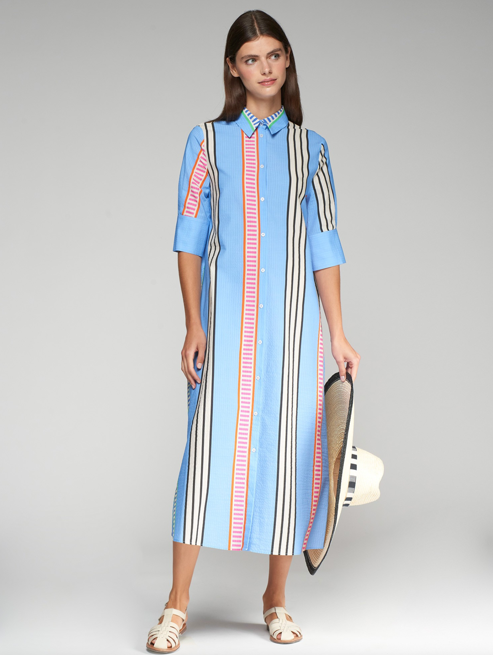 DRESS IZZY RAYA AZUL SEERSUCKER