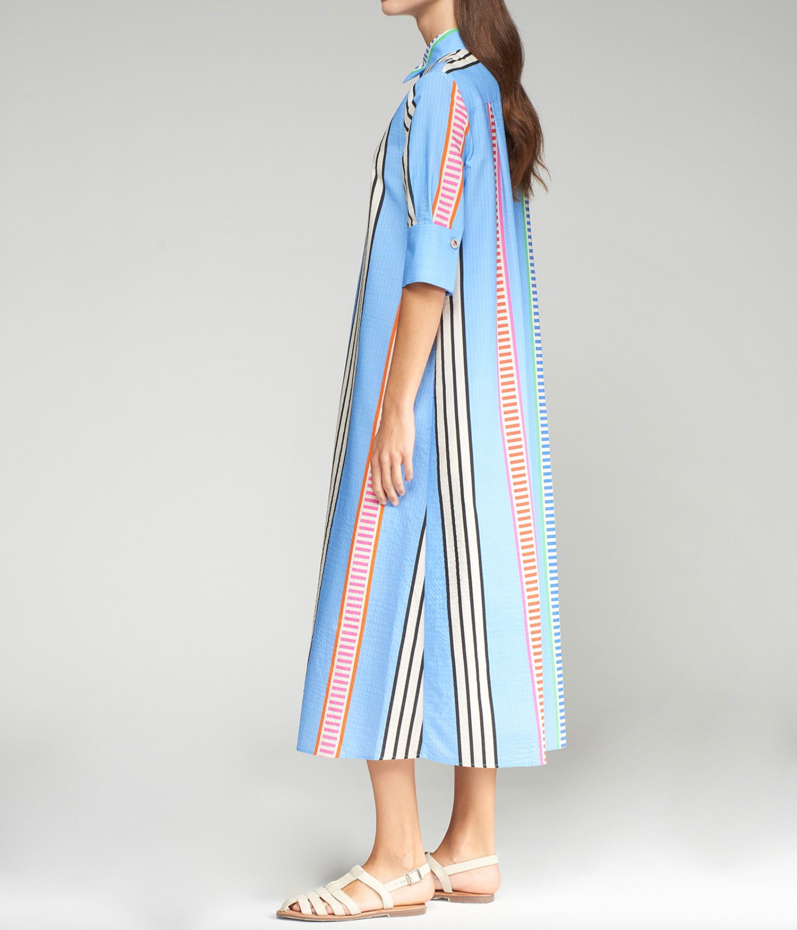DRESS IZZY RAYA AZUL SEERSUCKER
