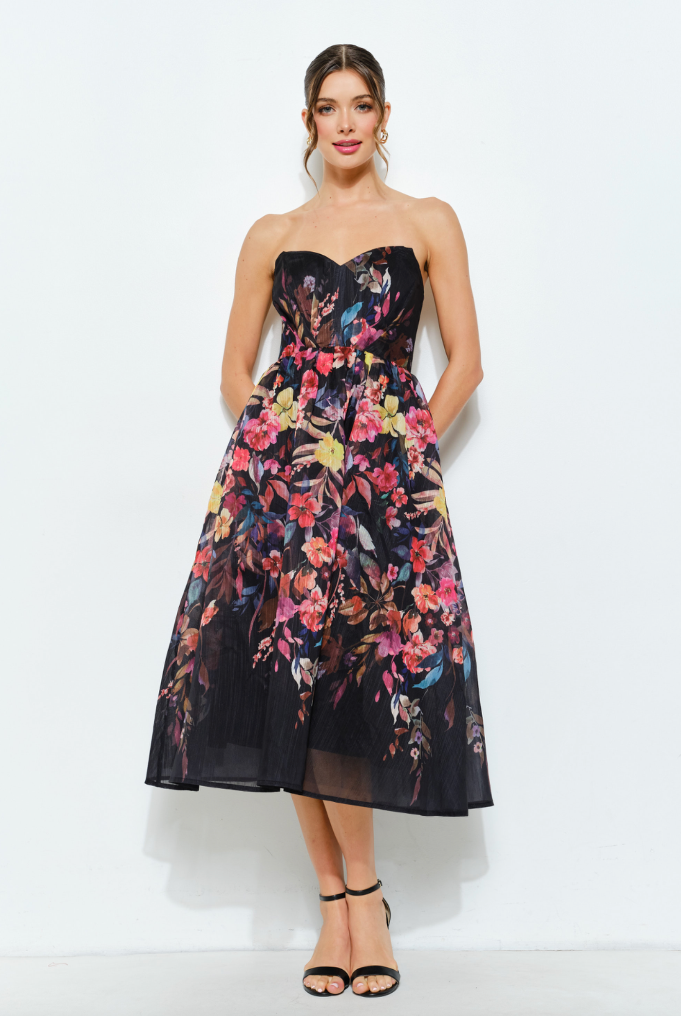 Sweetheart Strapless Floral Dress