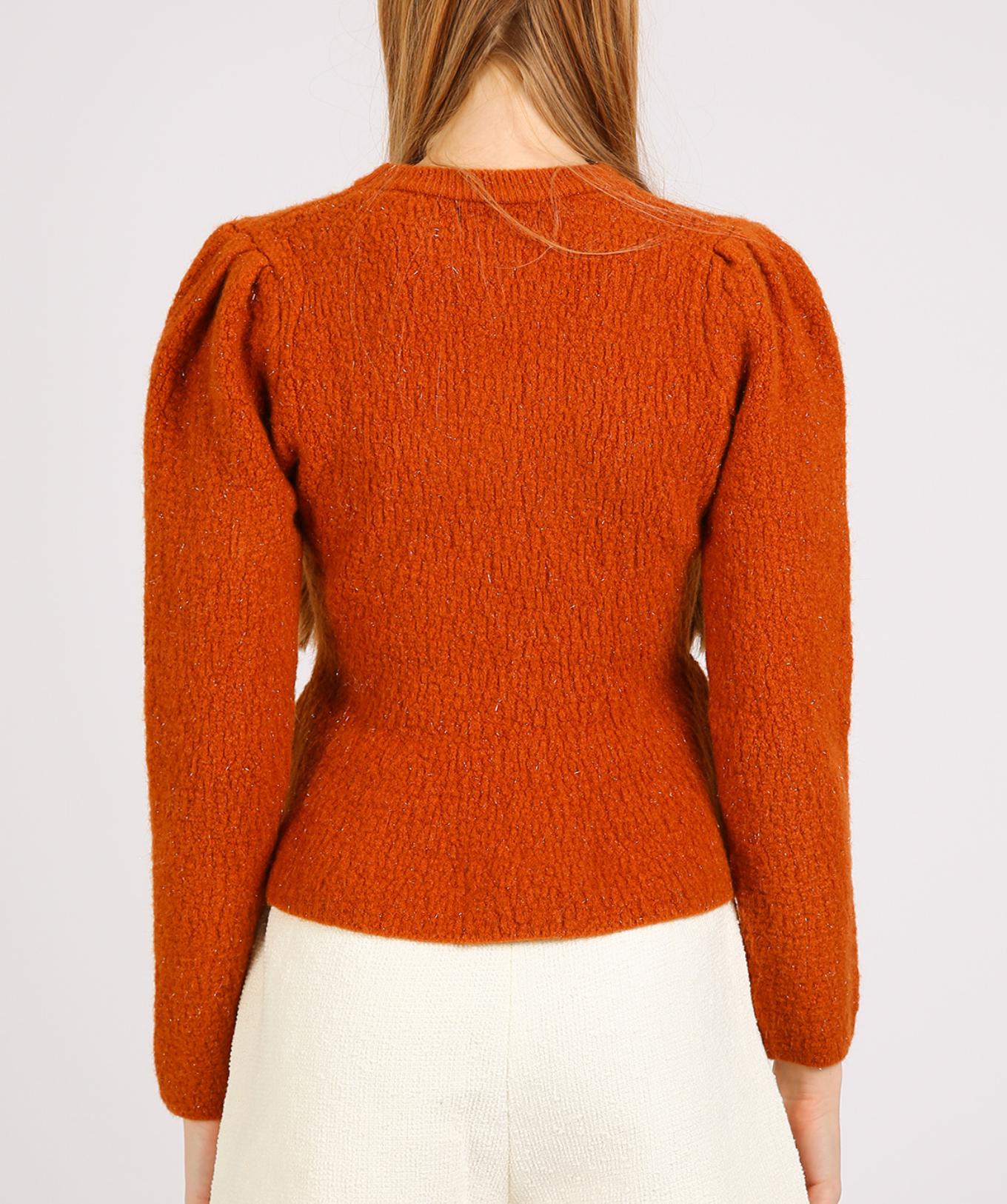 Floral Applique Ribbed Knit Puff Top PE2079