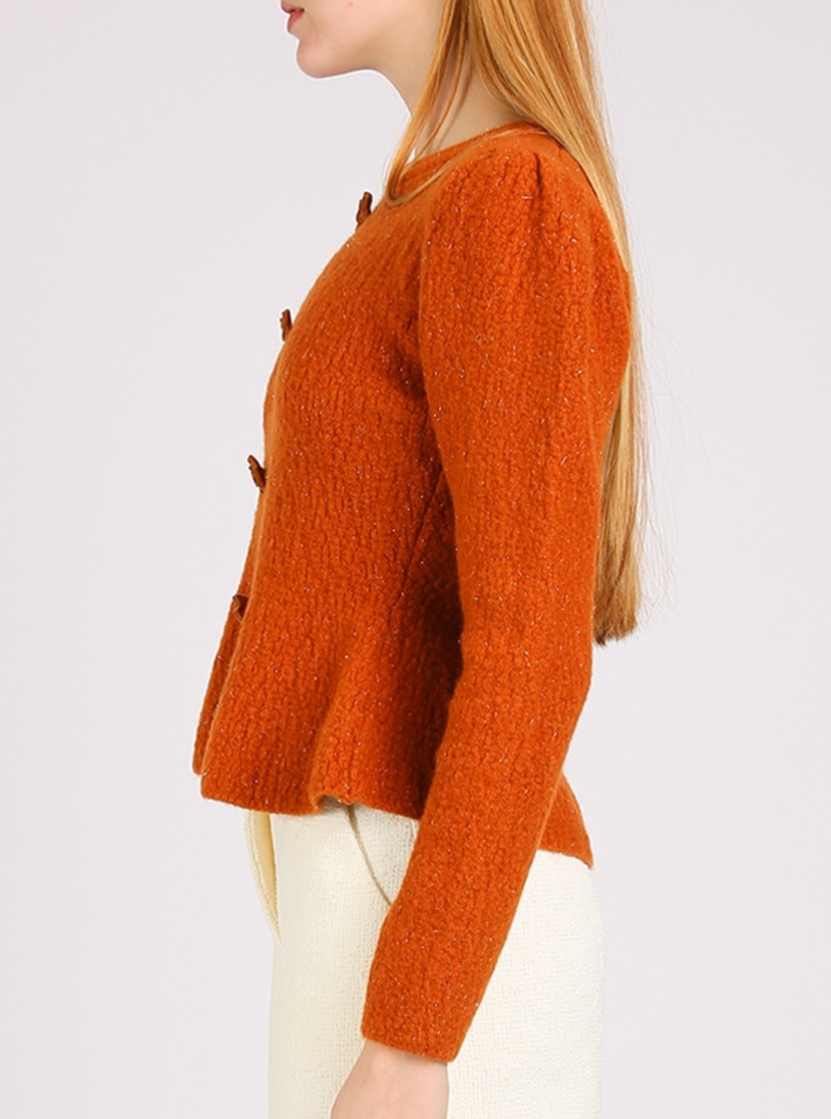 Floral Applique Ribbed Knit Puff Top PE2079
