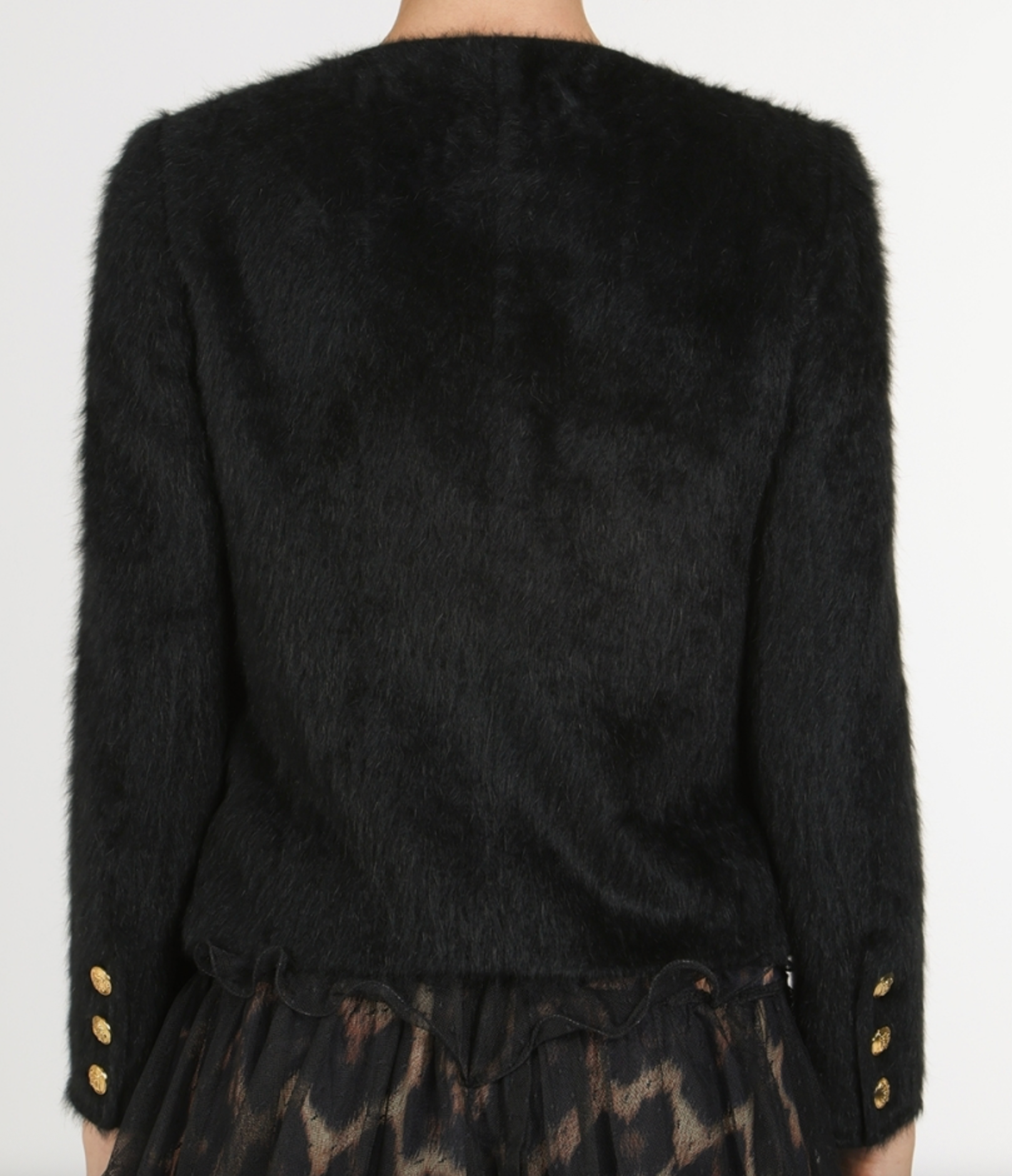 Fuzzy Tweed Single-Breasted Jacket QM4051
