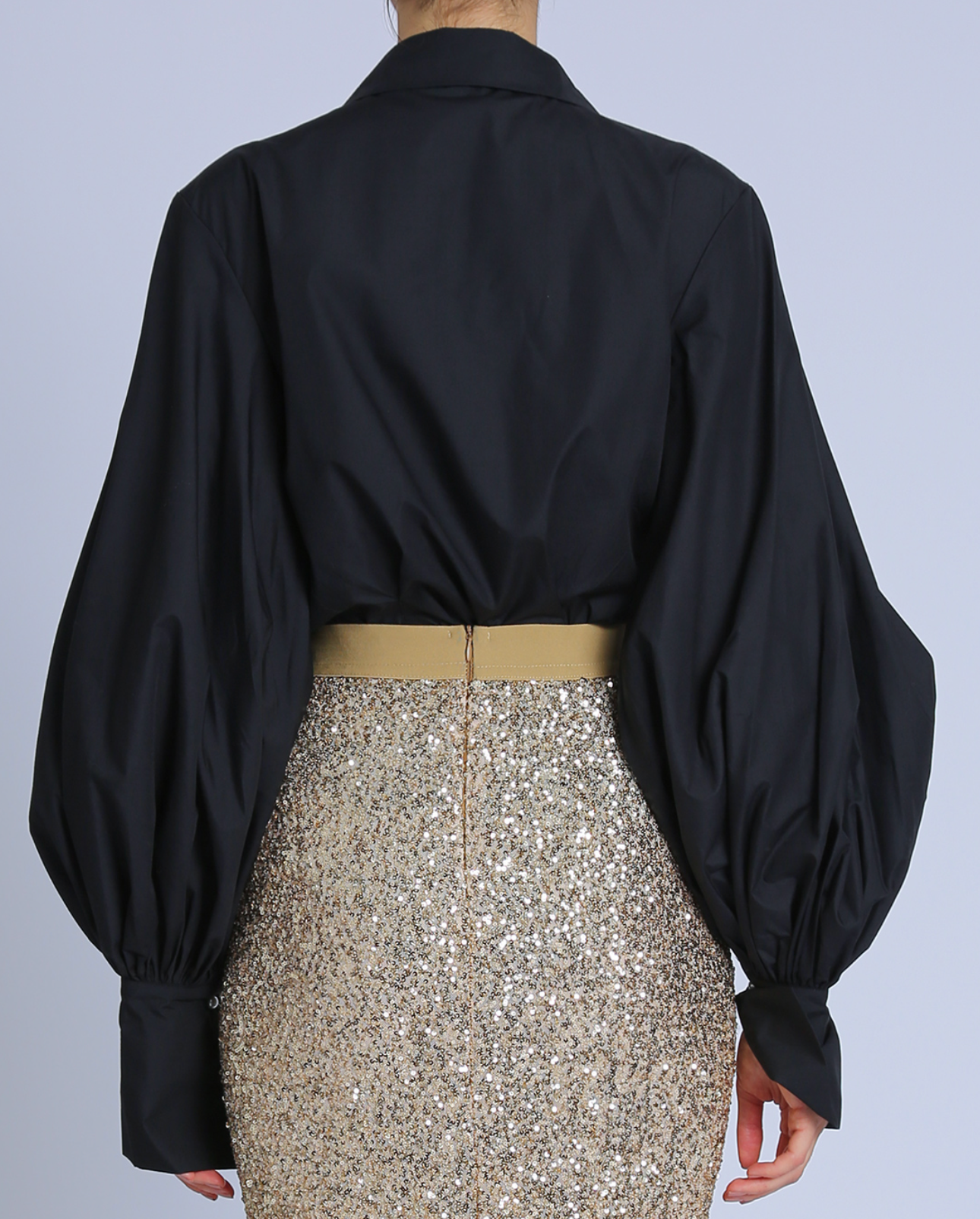 V-Neck Cut Collar Puff Blouse PC2530