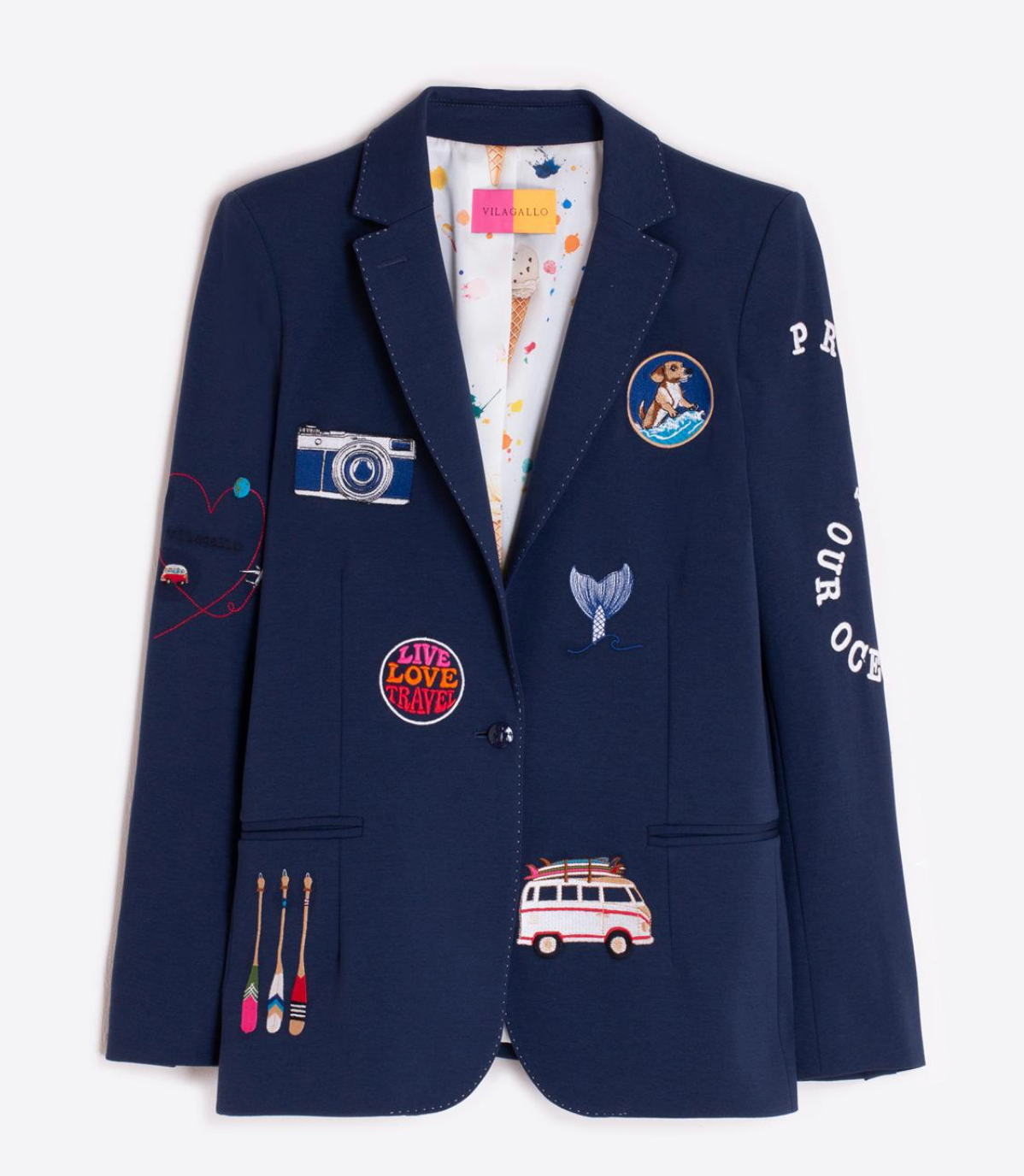 NAVY BLUE SURF EMBROIDERED JACKET