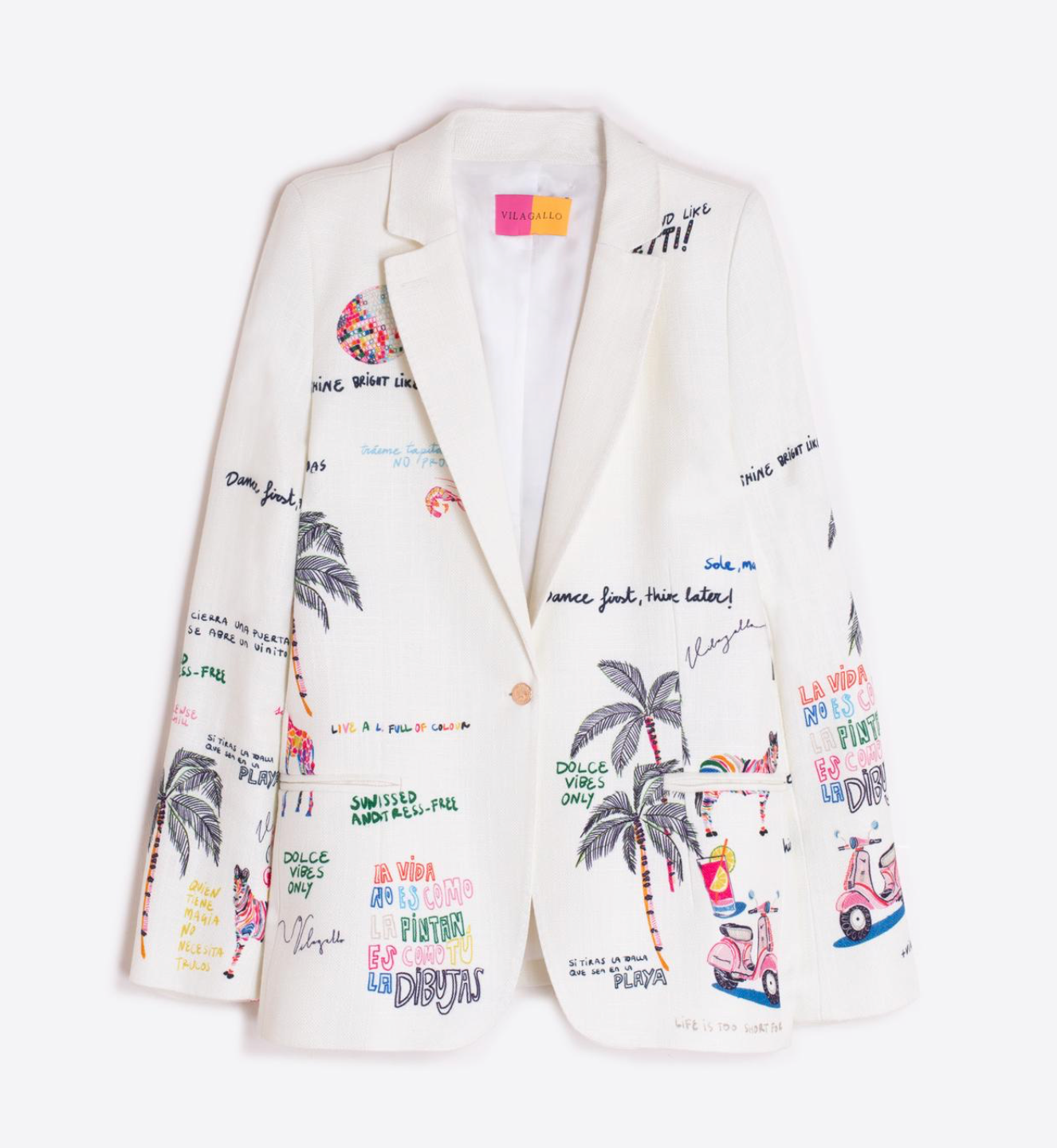 WHITE JACKET WITH QUIRKY PRINT