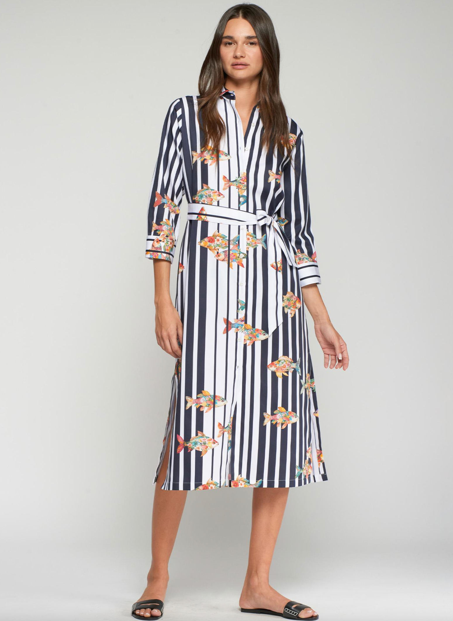STRIPED FISH SHIRT DRESS
