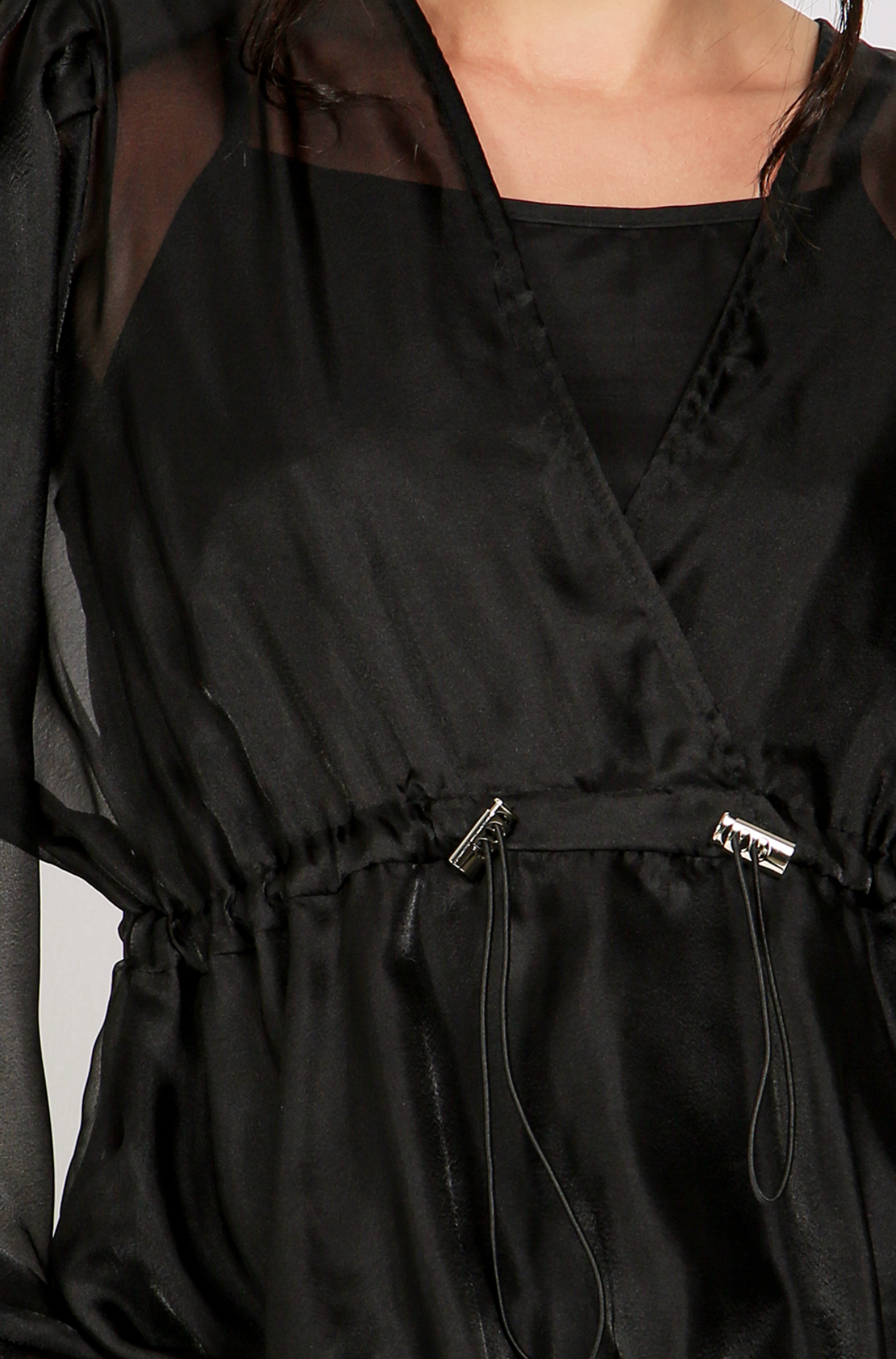 Volume Organza Blouse with Waist Drawstring QC2075