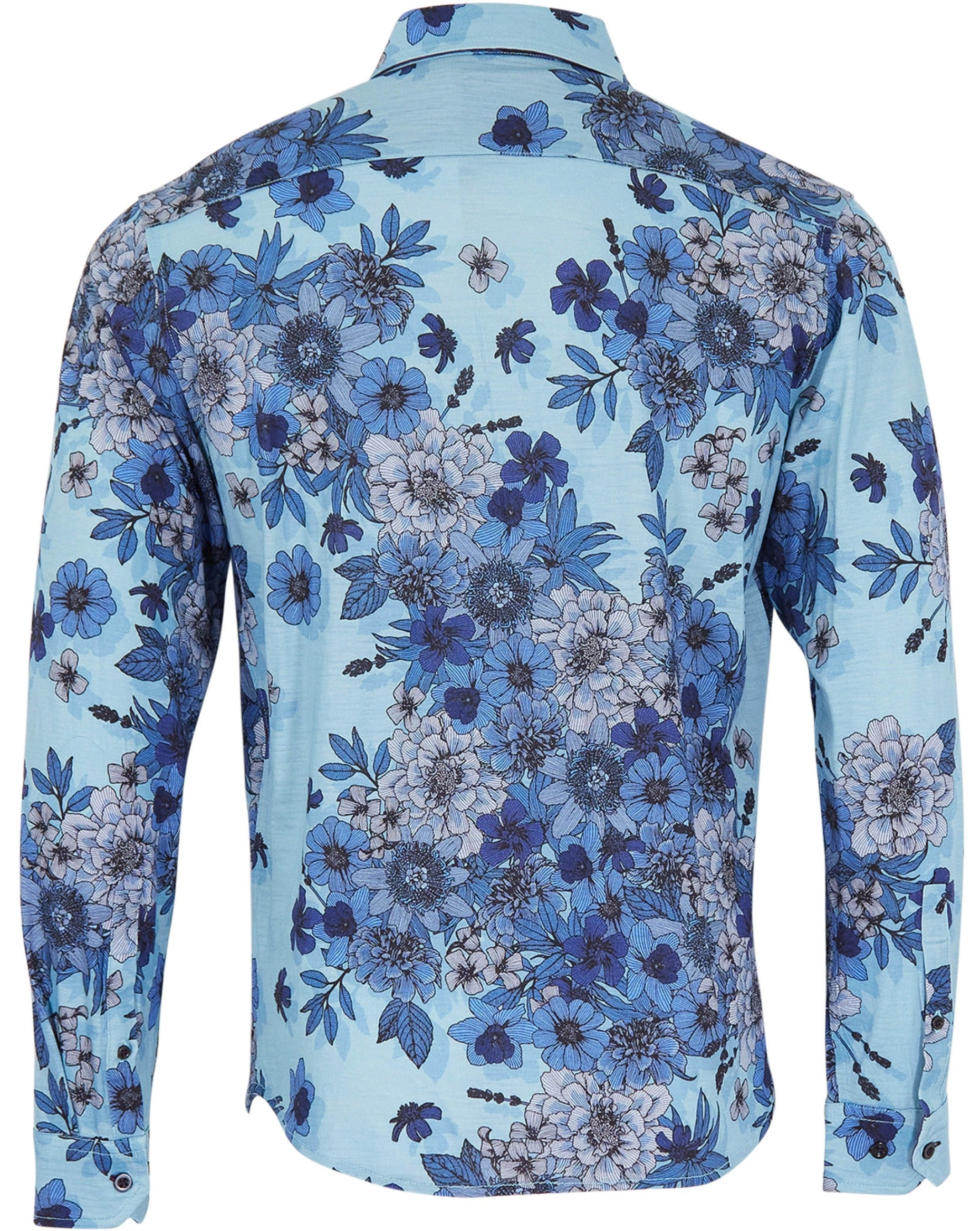 SHERLOCK VALENCIA FLORAL TAILORED MERINO SHIRT - TEAL