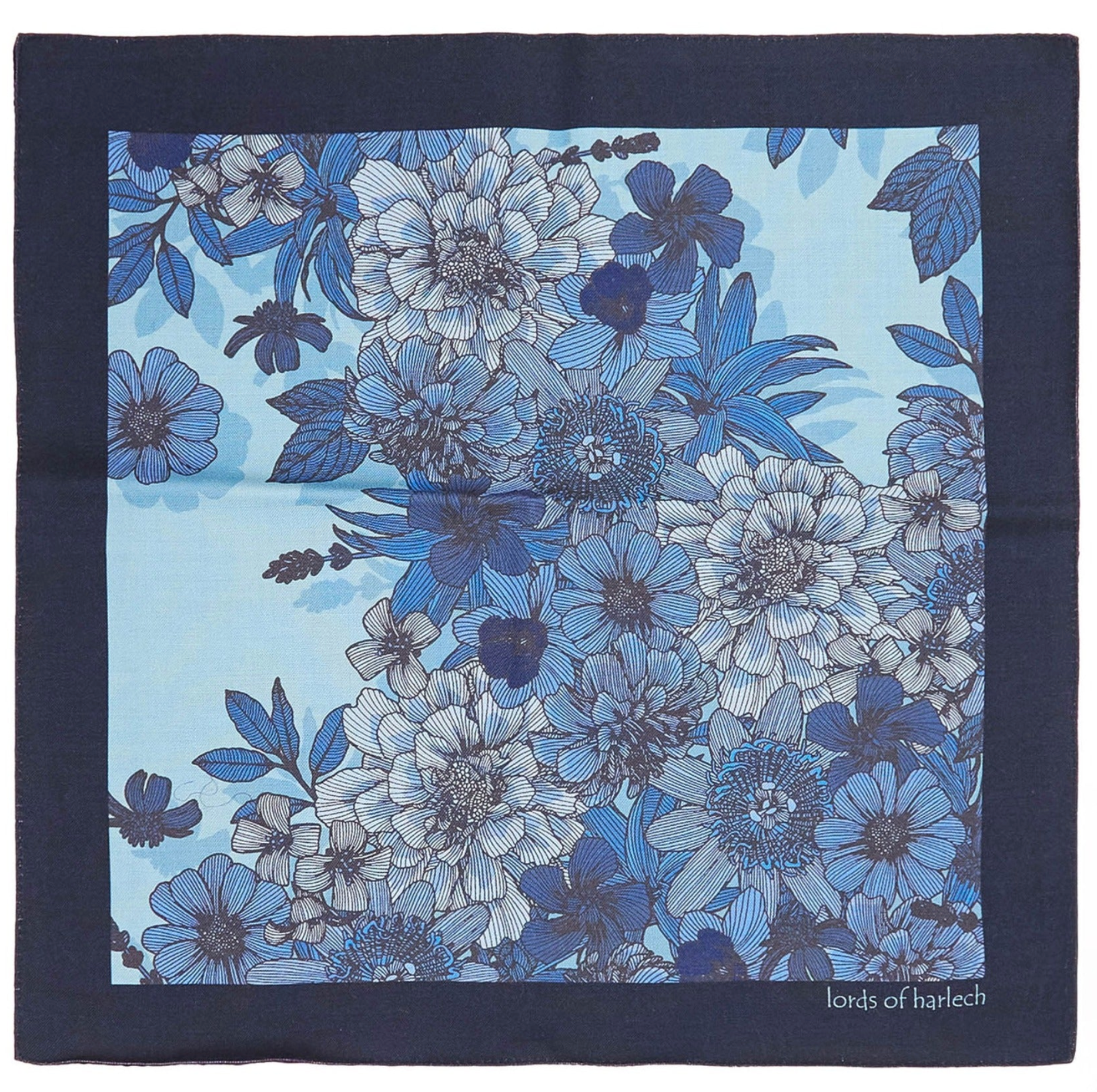 HUDSON POCKET SQUARE VALENCIA FLORAL TEAL