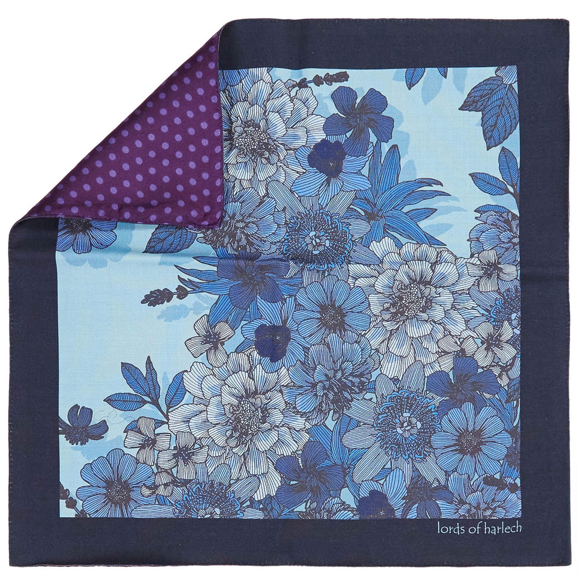 HUDSON POCKET SQUARE VALENCIA FLORAL TEAL