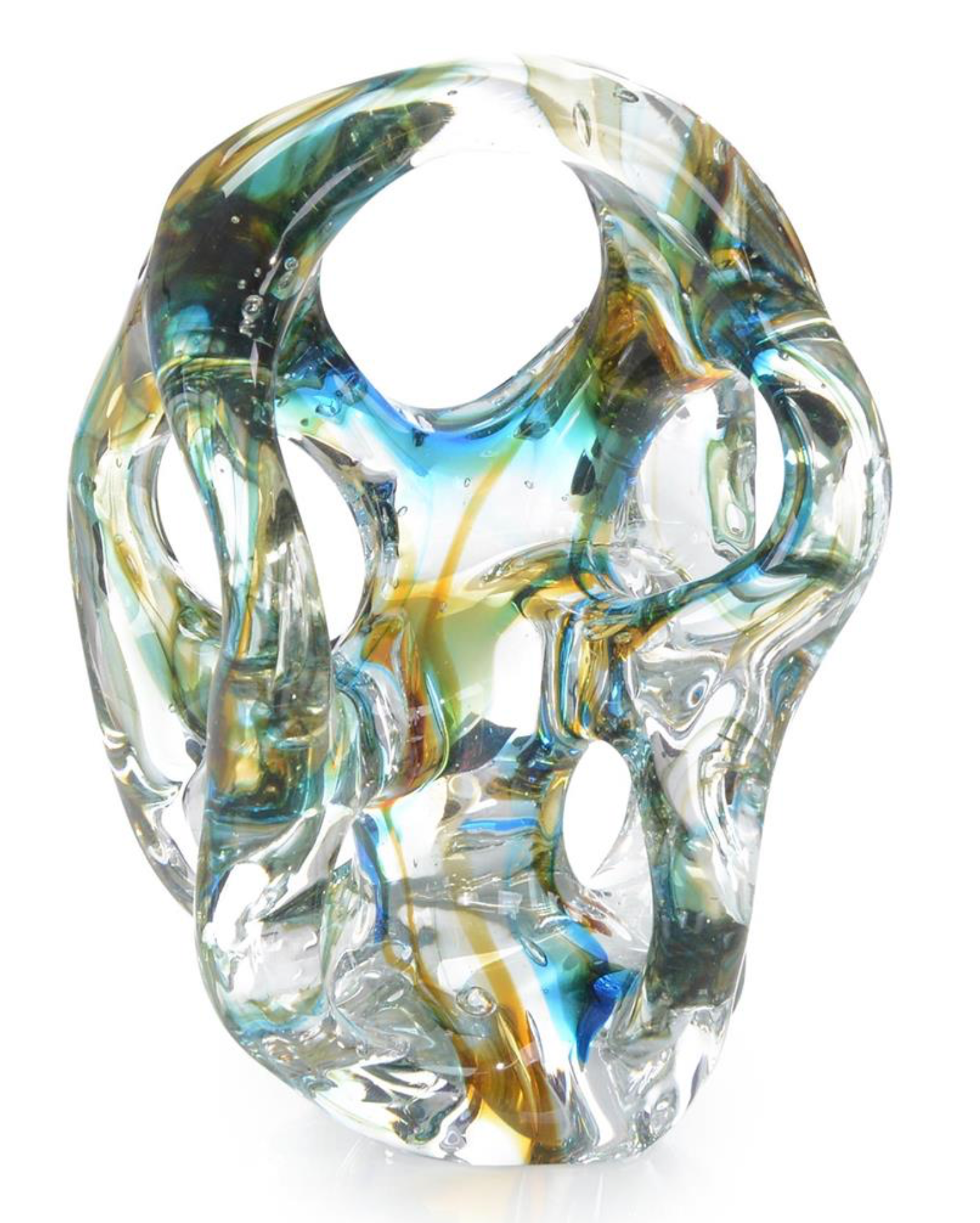 AZURE BLUE AND YELLOW HANDBLOWN GLASS SCULPTURE I