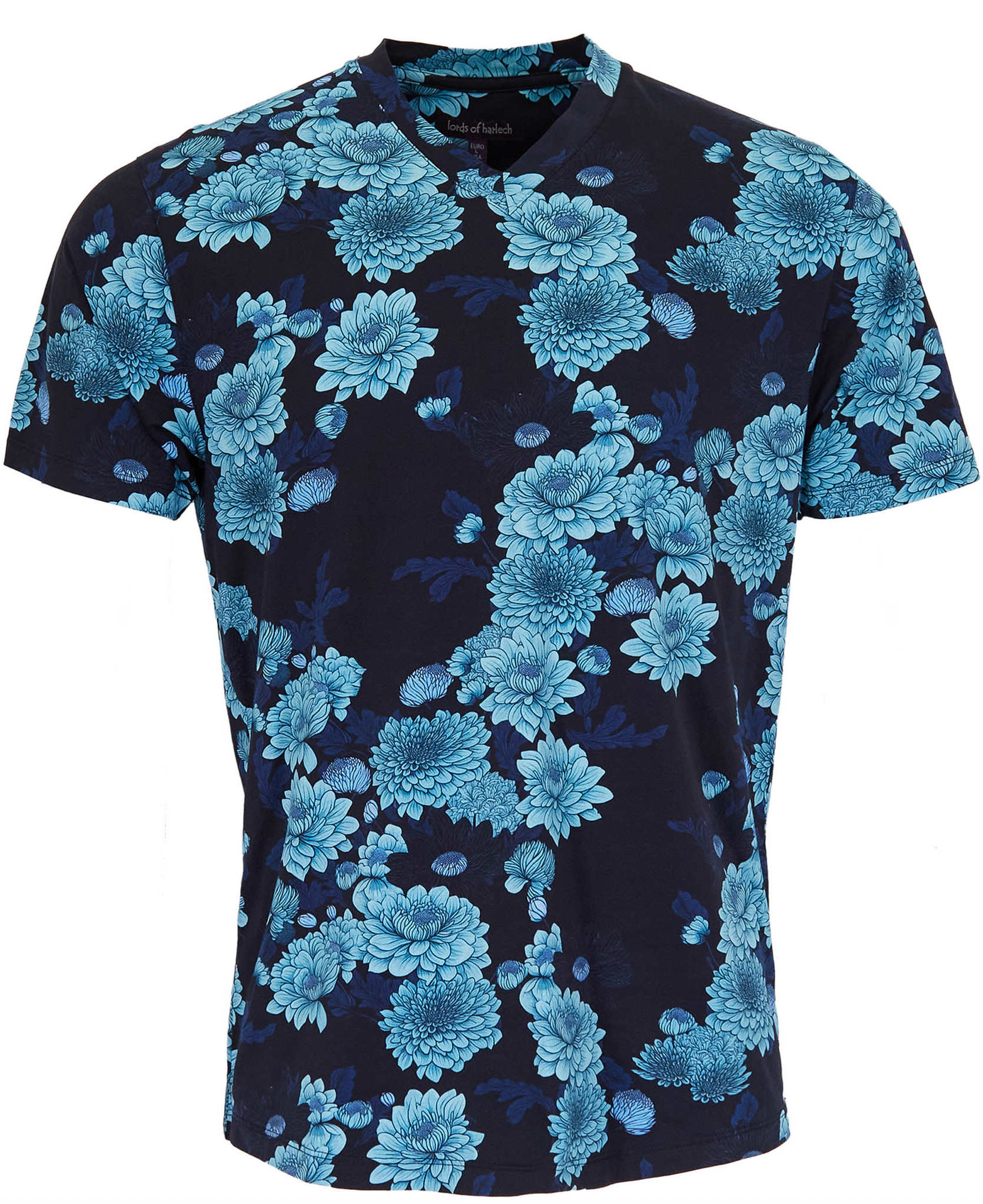 MAZE SERIOUS FLORAL V-NECK TEE - NAVY