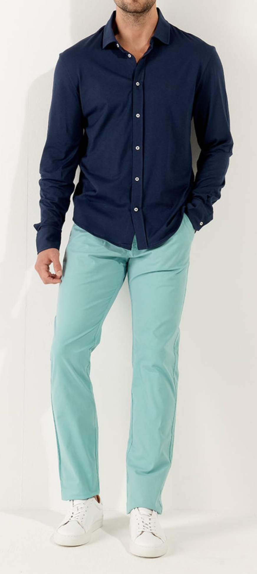 Men's chino pants - Aqua - FLASH