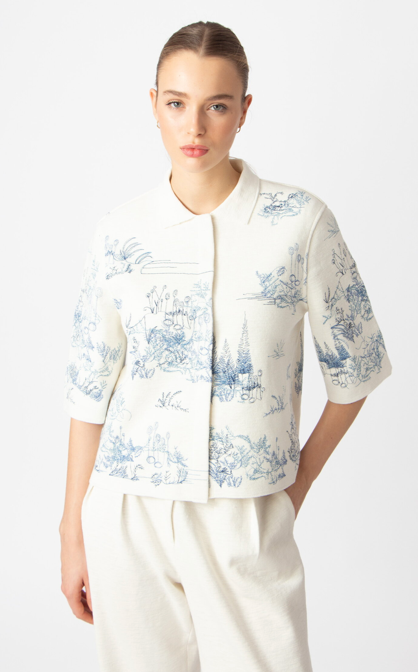 Jacket with Embroidery, Garden Nostalgic Pattern