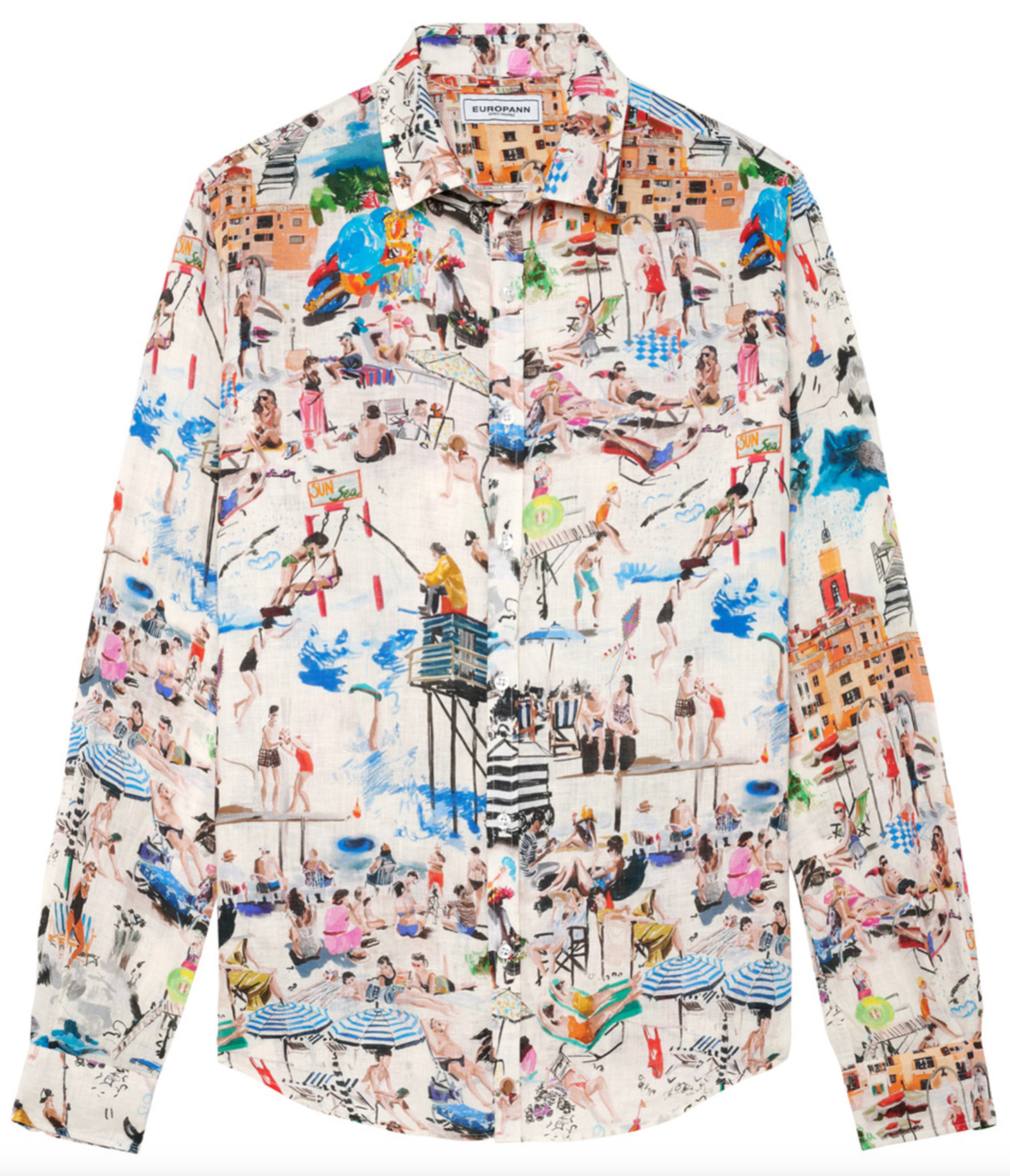 Playa - Linen shirt with ocean beach print