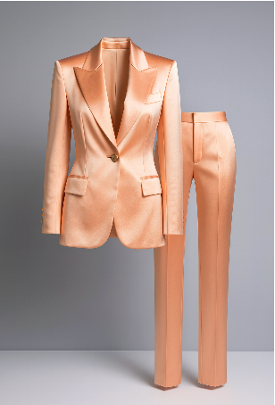 Peach Satin 2 Piece Suit