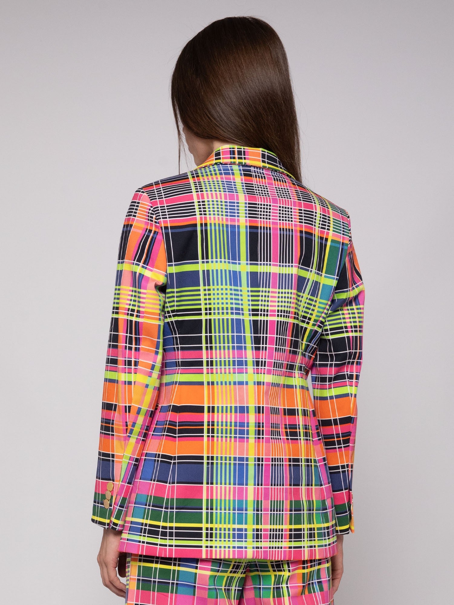 Sophia Neon Plaid Gabardine Blazer