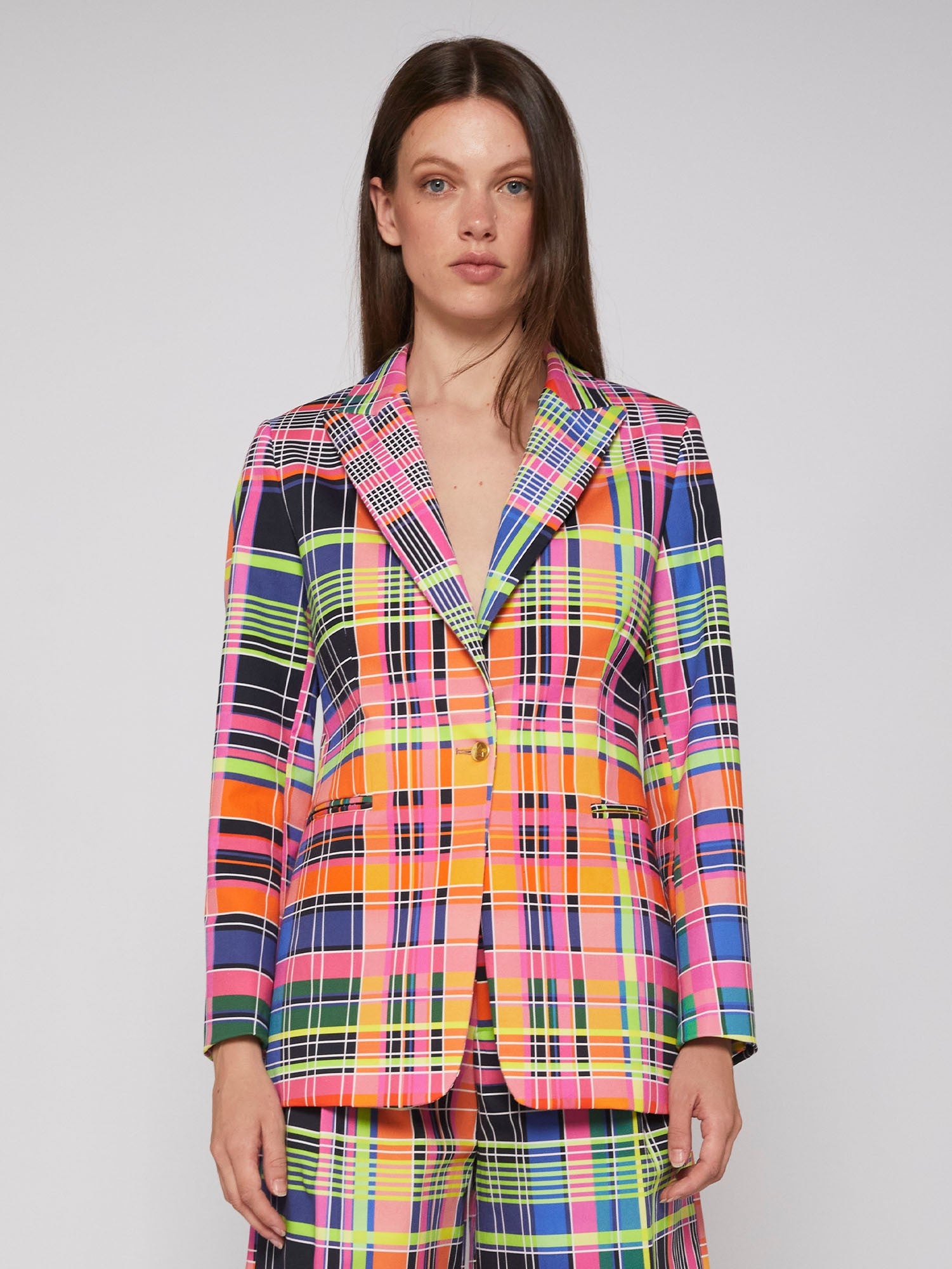 Sophia Neon Plaid Gabardine Blazer