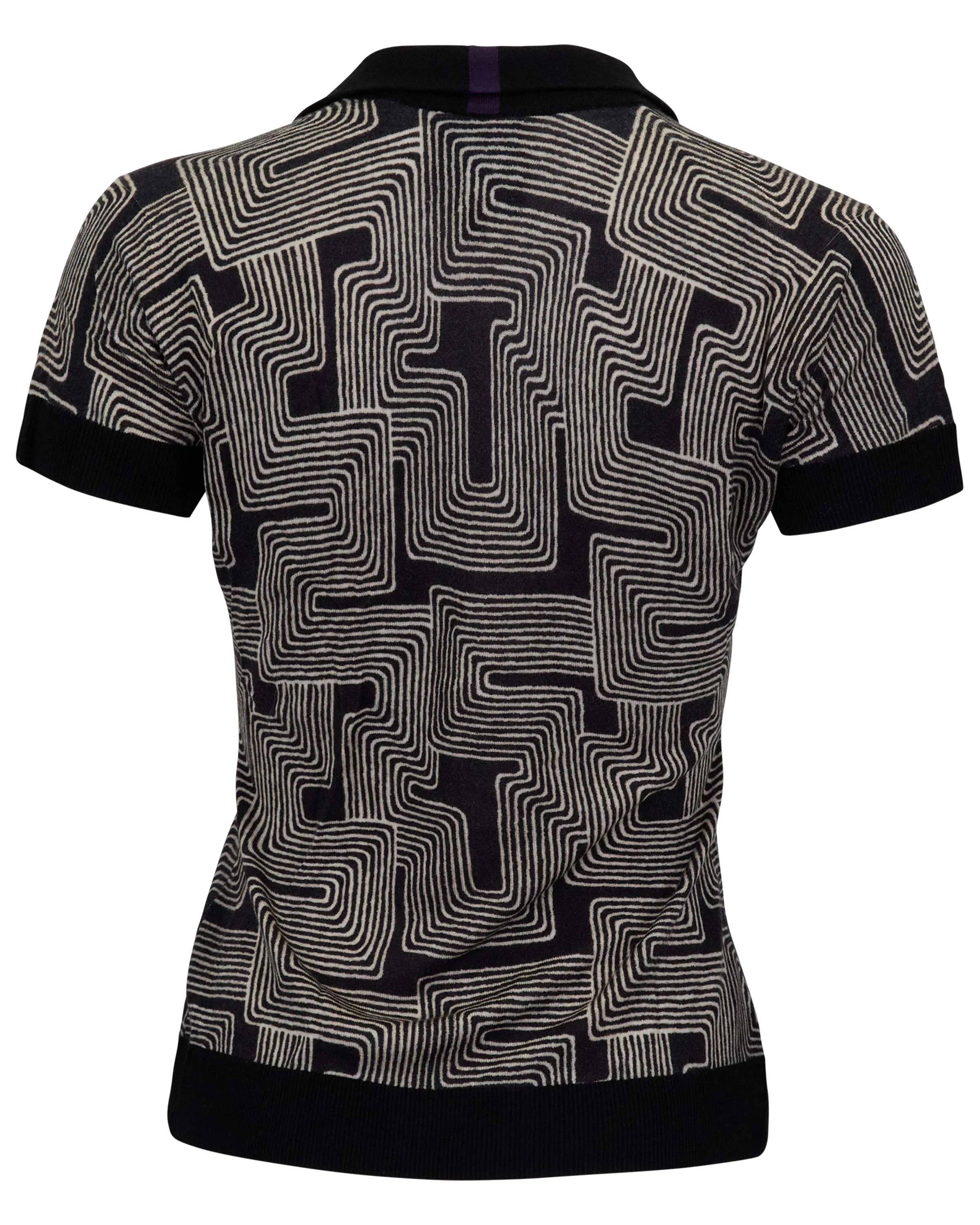 JESSICA INTER TWINE BLACK MERINO SILK CASHMERE POLO