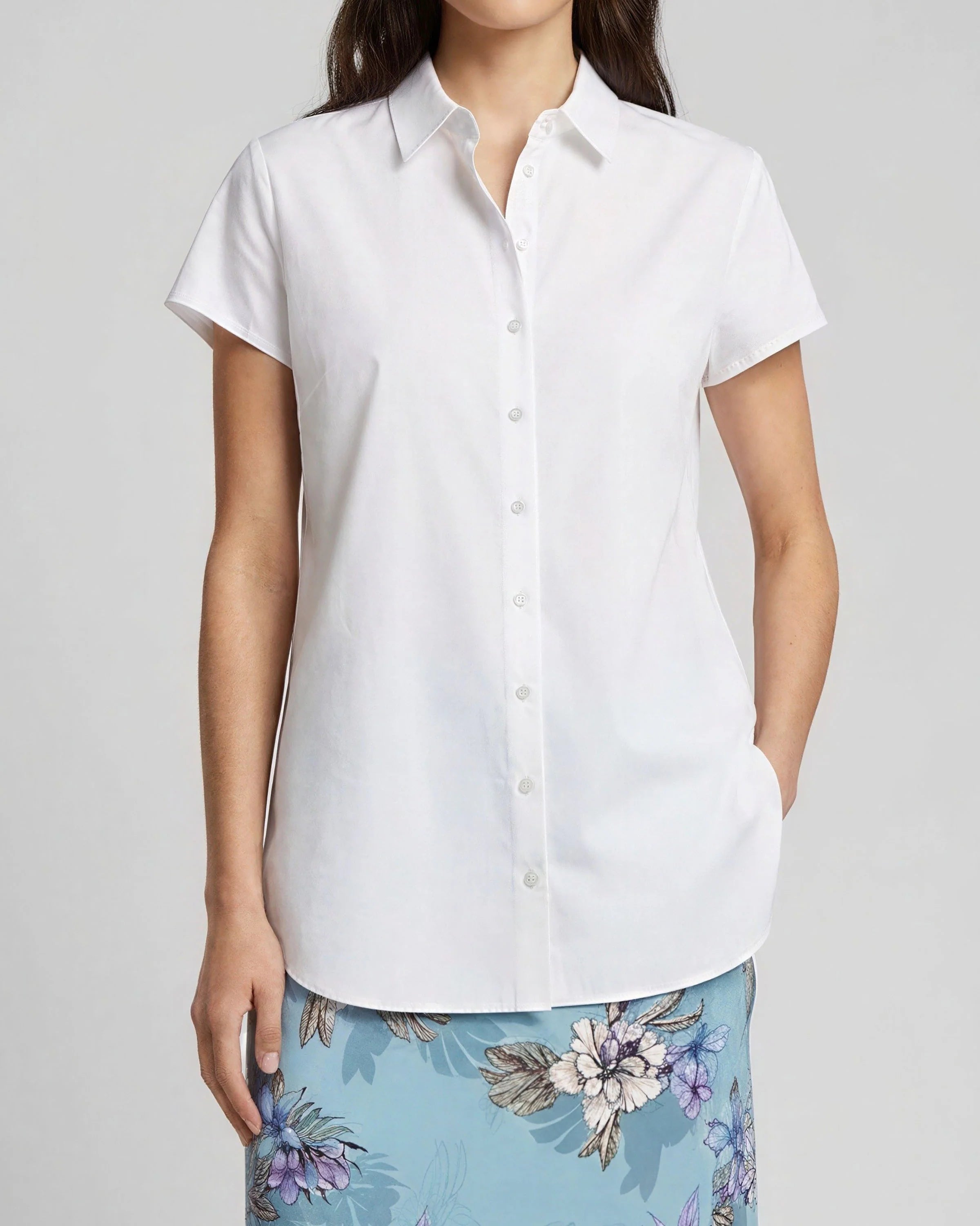 LARA WHITE WOMENS LINEN SHIRT
