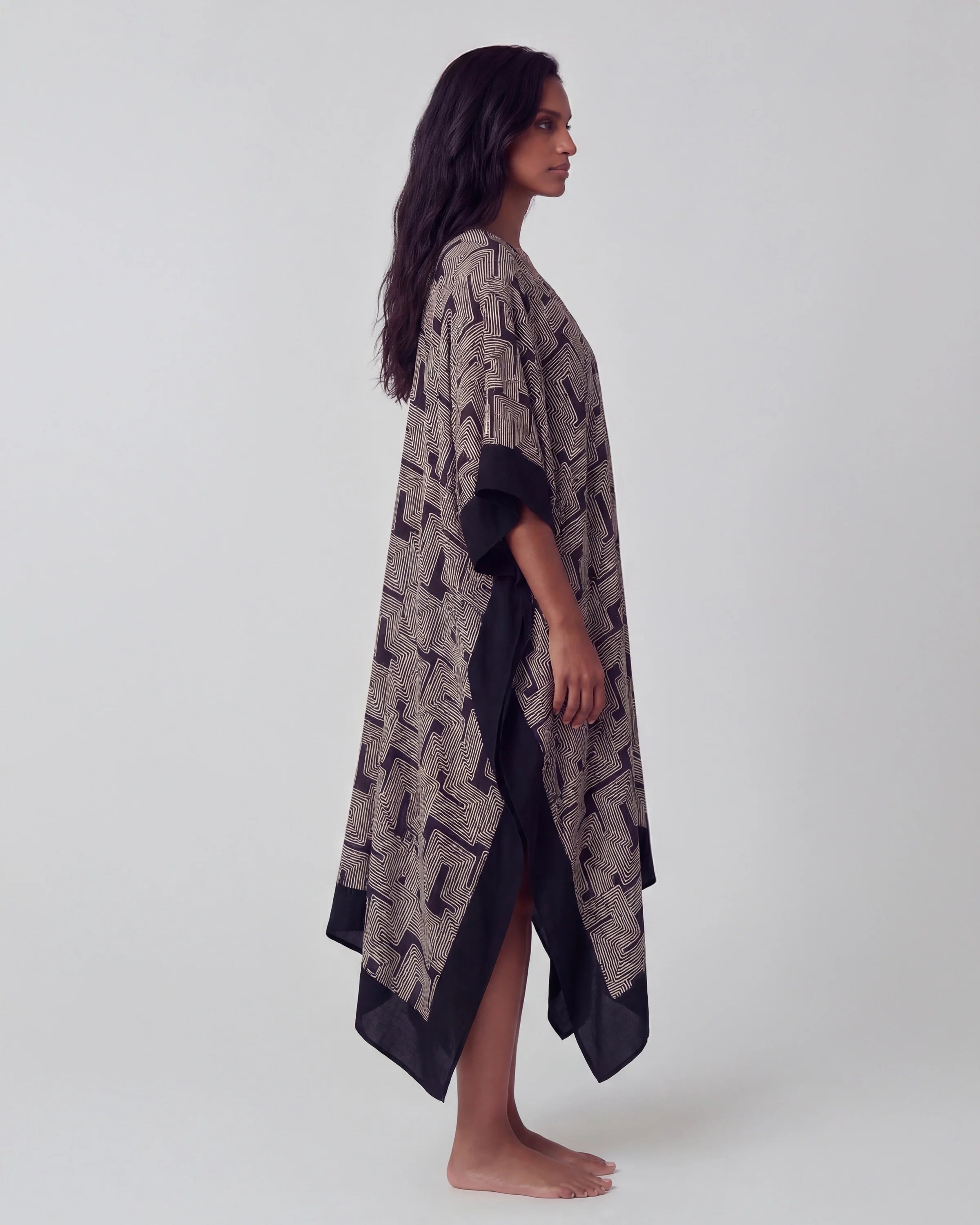KIERA INTER TWINE BLACK KAFTAN