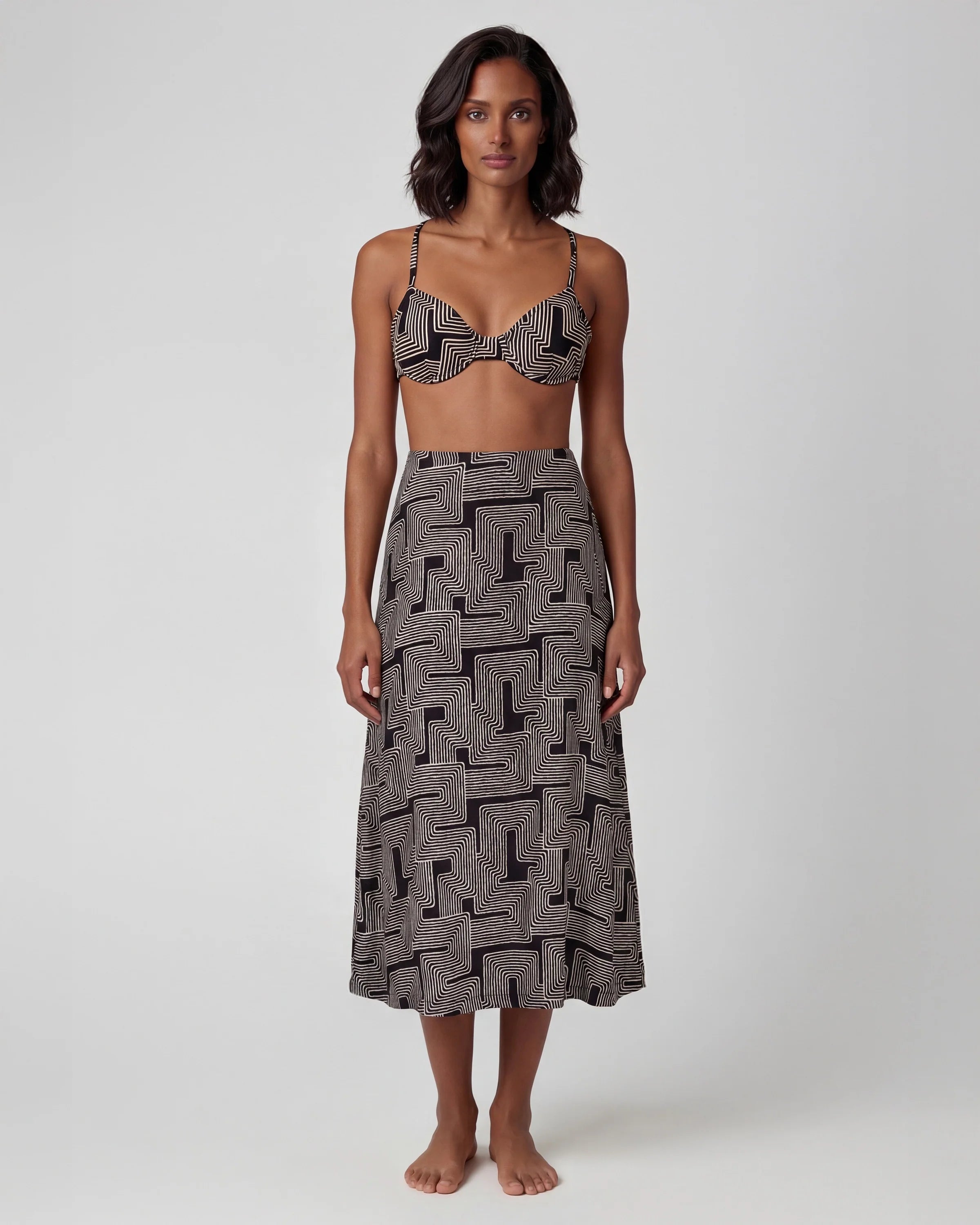 SIENNA INTER TWINE BLACK MIDI SKIRT