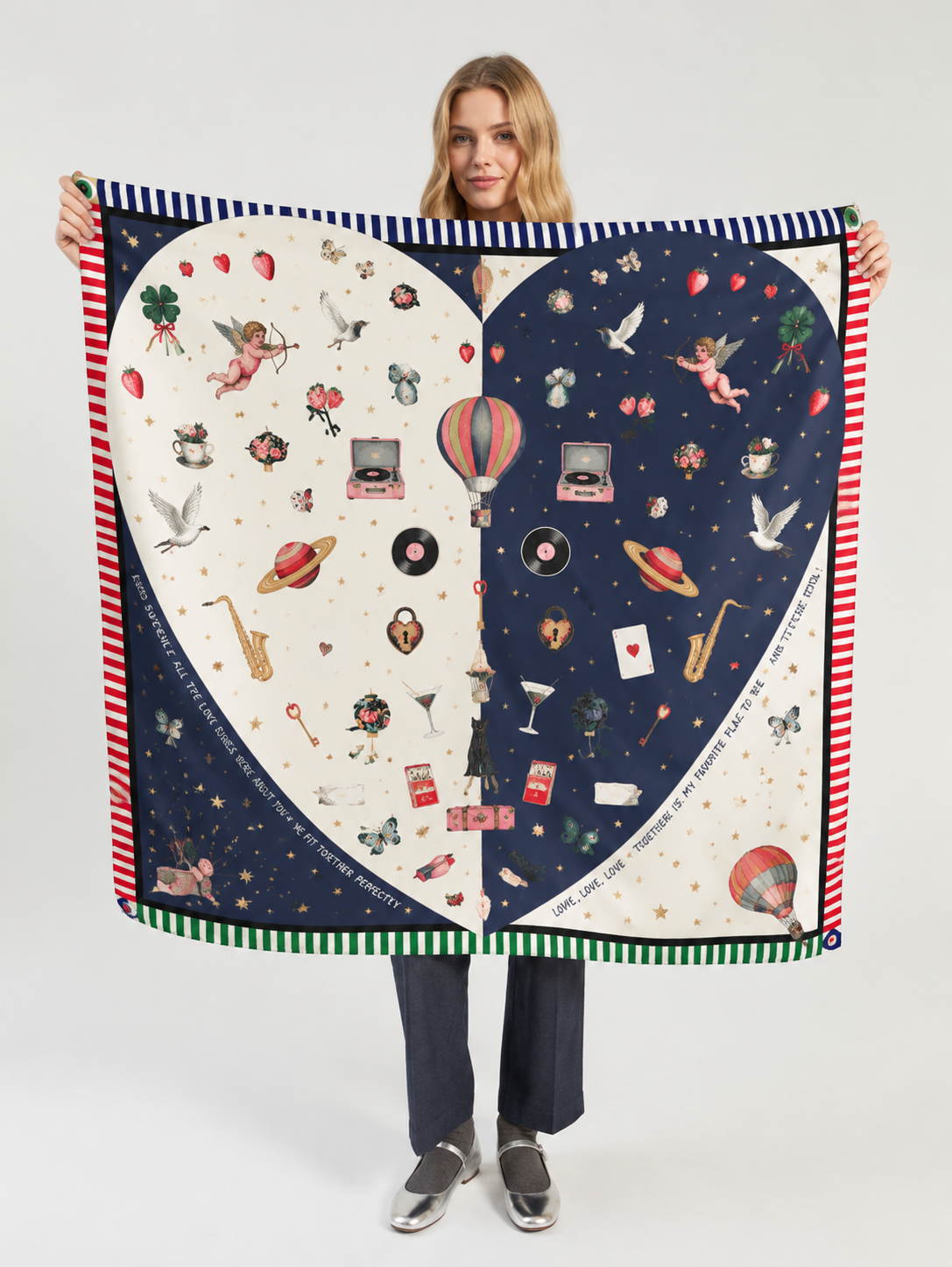 Silk Cupid Marine Raw Scarf