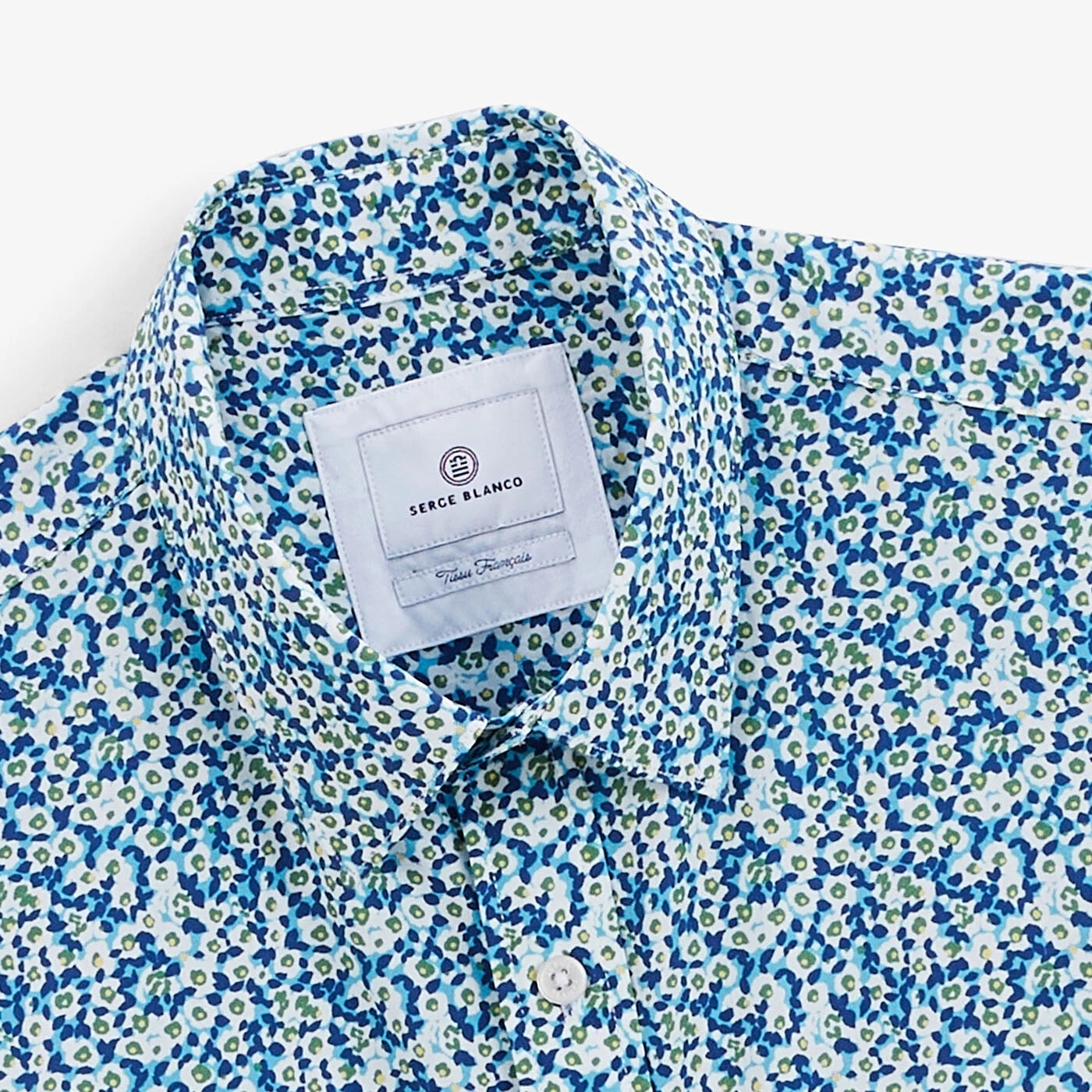 Azure Micro Floral Print Short Sleeve Shirt