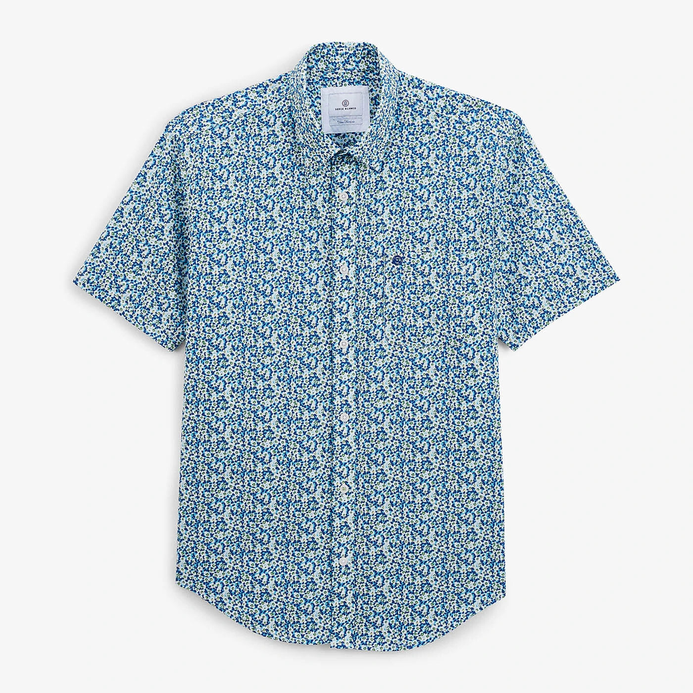 Azure Micro Floral Print Short Sleeve Shirt