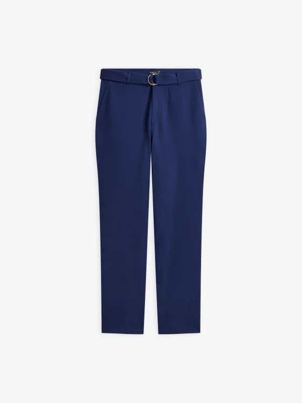 Blue Cotton Straight Leg Trousers by Agnes b