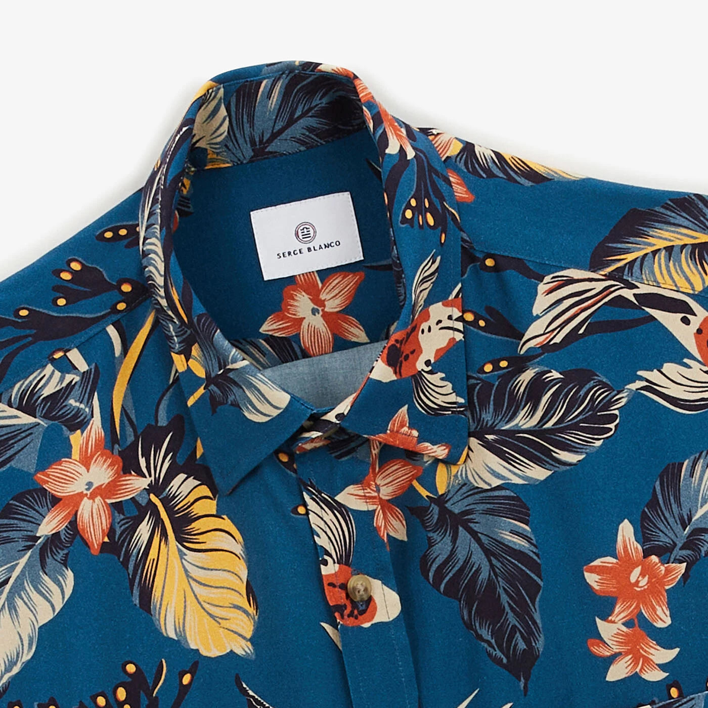 Azure Floral Print Short Sleeve Shirt