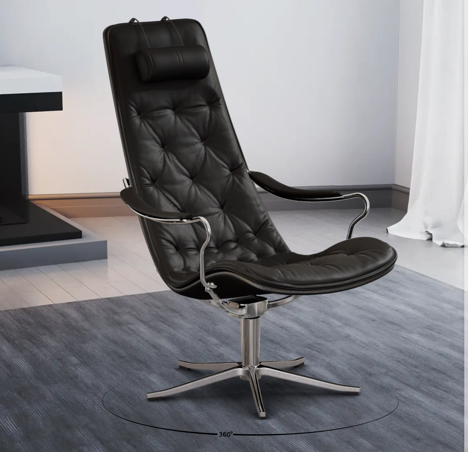 Bravo Swivel chair - Bolzano leather Black 56 (USA Stock)