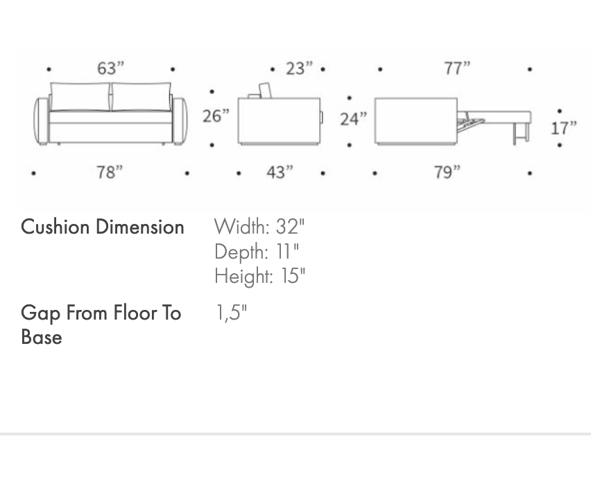 Cushion & base dimemsions.