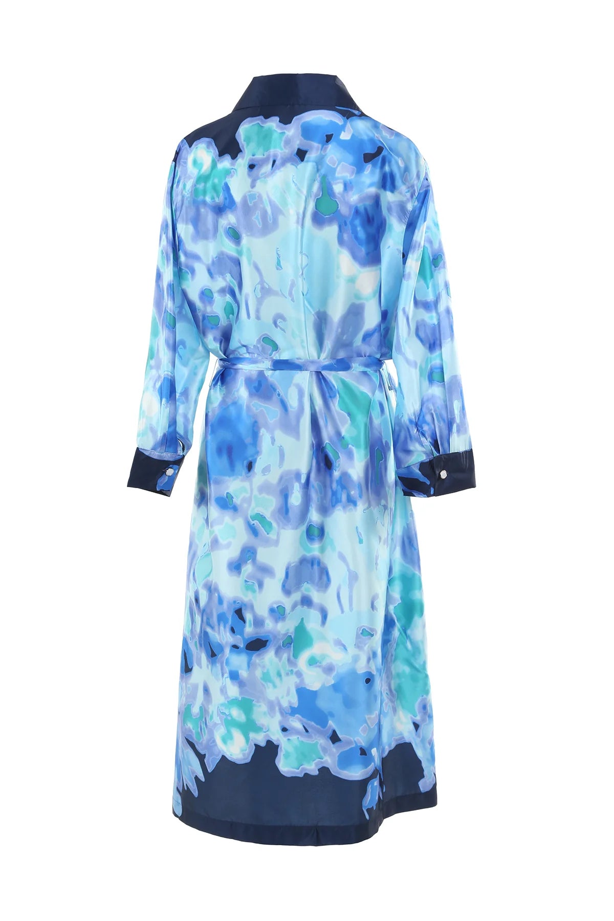 Jovany Watercolor Satin Shirt Dress