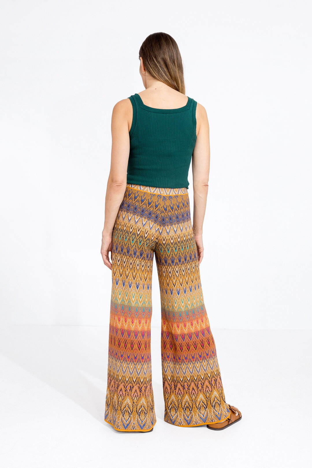 Ornament Pattern Jacquard Knit Pants